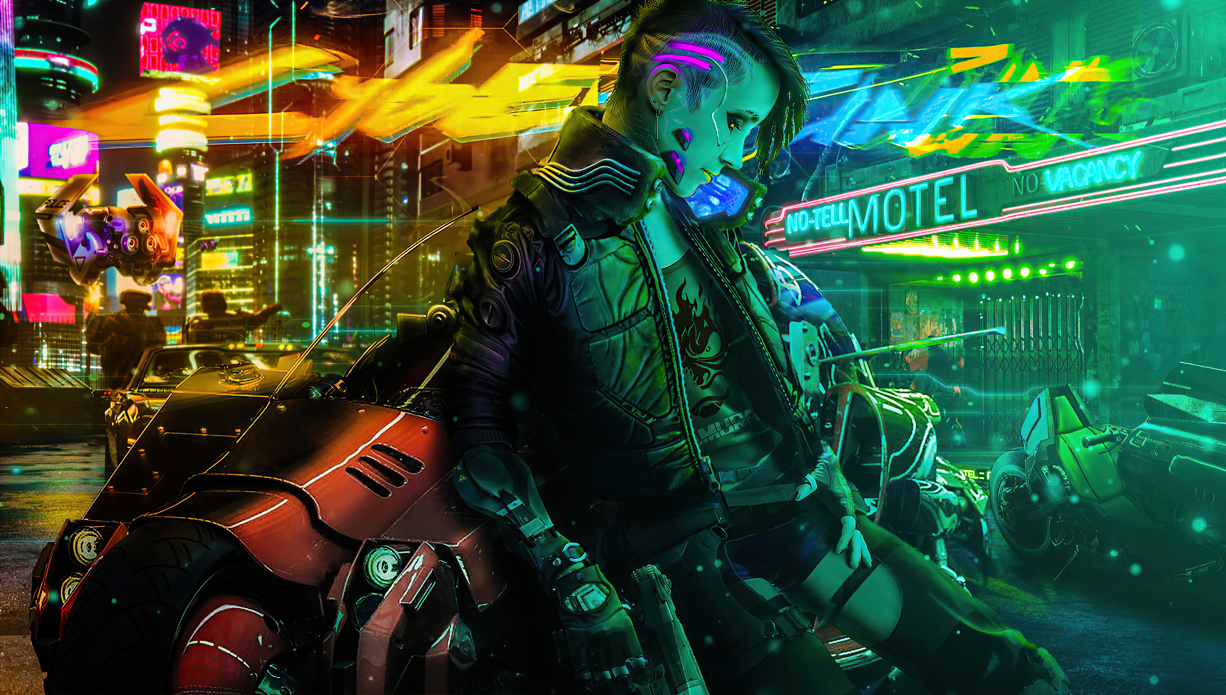 Cyberpunk Motorcycle Girl Wallpapers