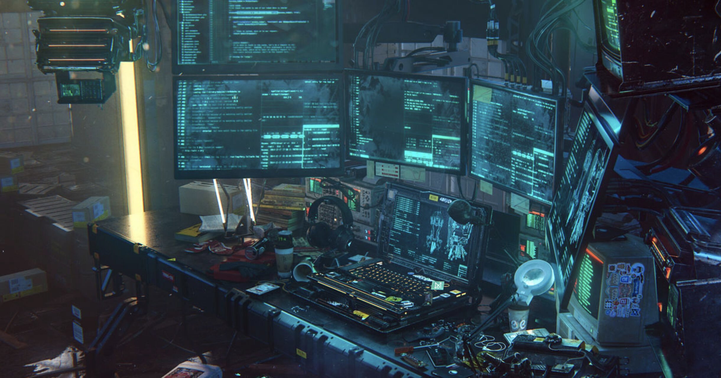 Cyberpunk Robot Hacking Stock Market Wallpapers