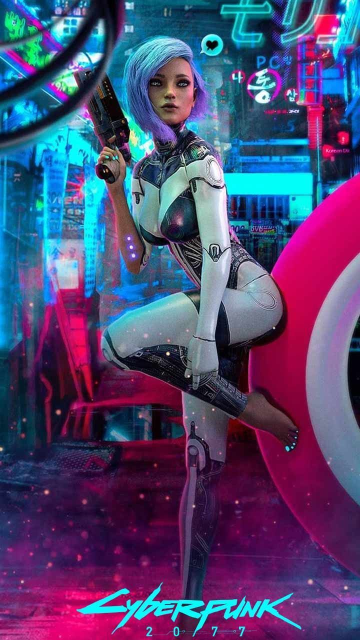 Cyborg Dog And Girl Cyberpunk Futuristic City Wallpapers