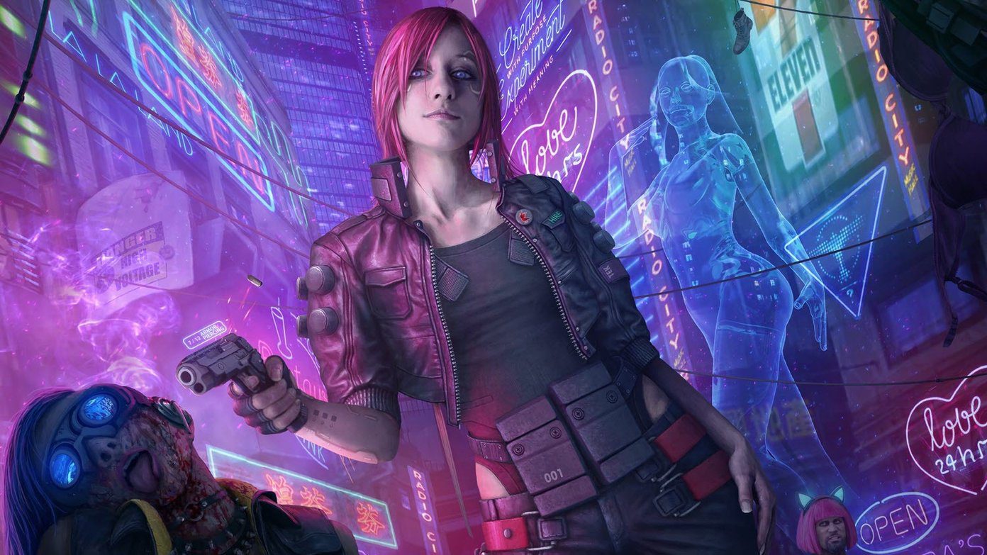 Cyborg Dog And Girl Cyberpunk Futuristic City Wallpapers