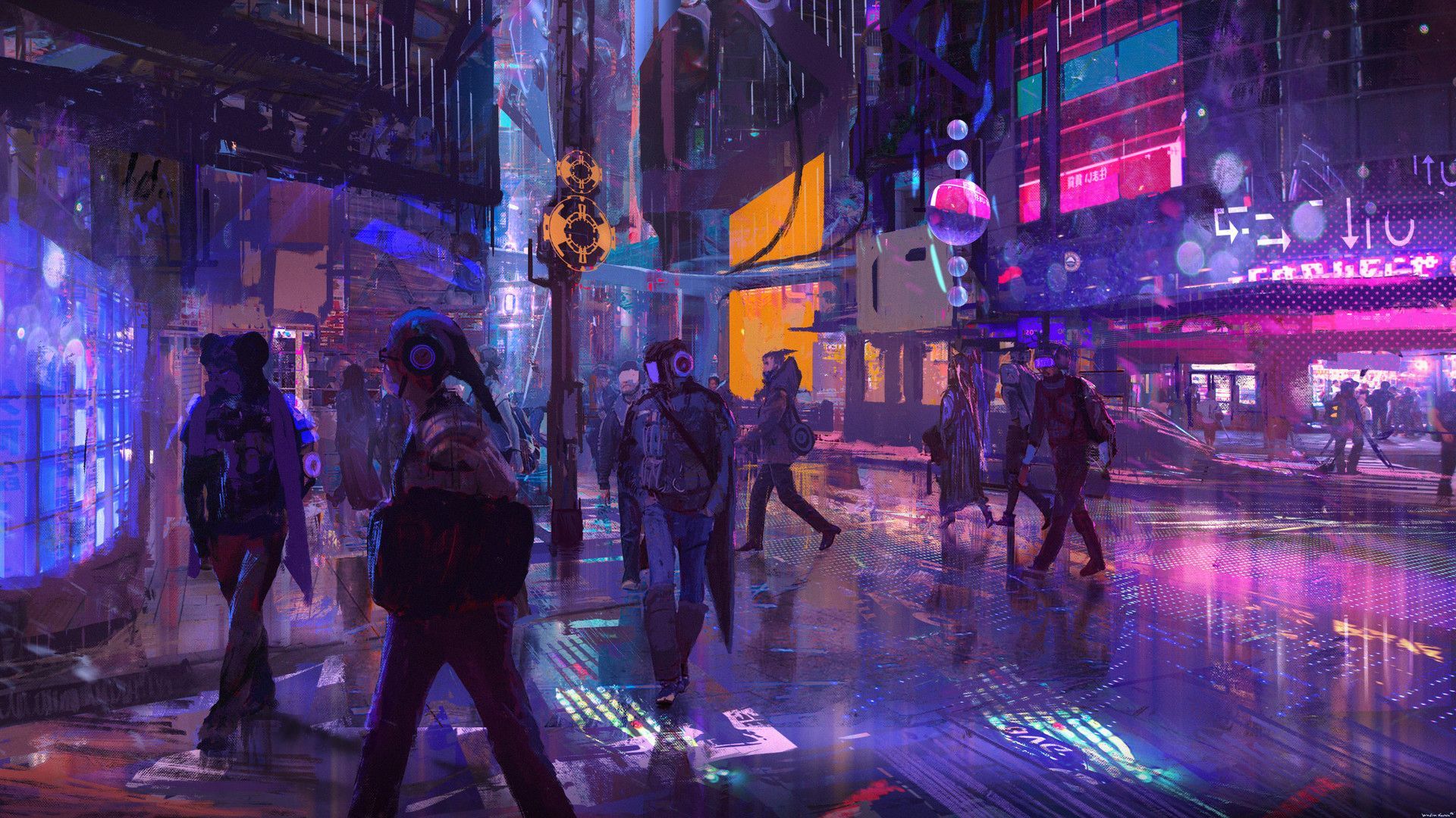 Cyborg Dog And Girl Cyberpunk Futuristic City Wallpapers