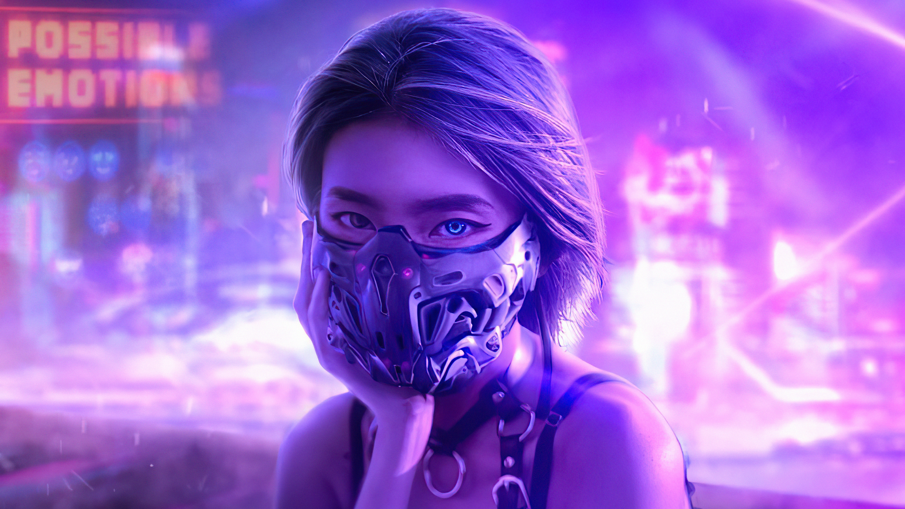 Cyborg Dog And Girl Cyberpunk Futuristic City Wallpapers