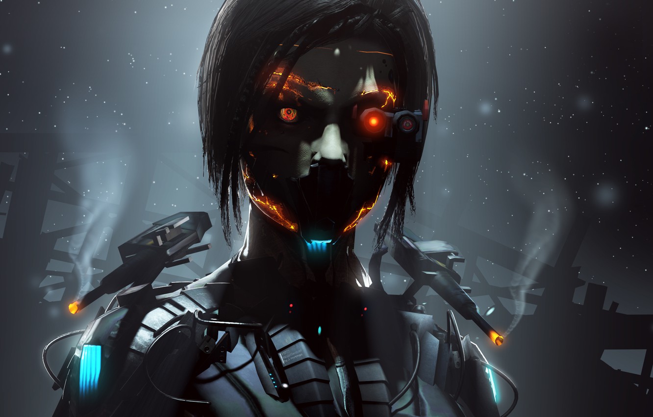 Cyborg Girl Headshot Wallpapers