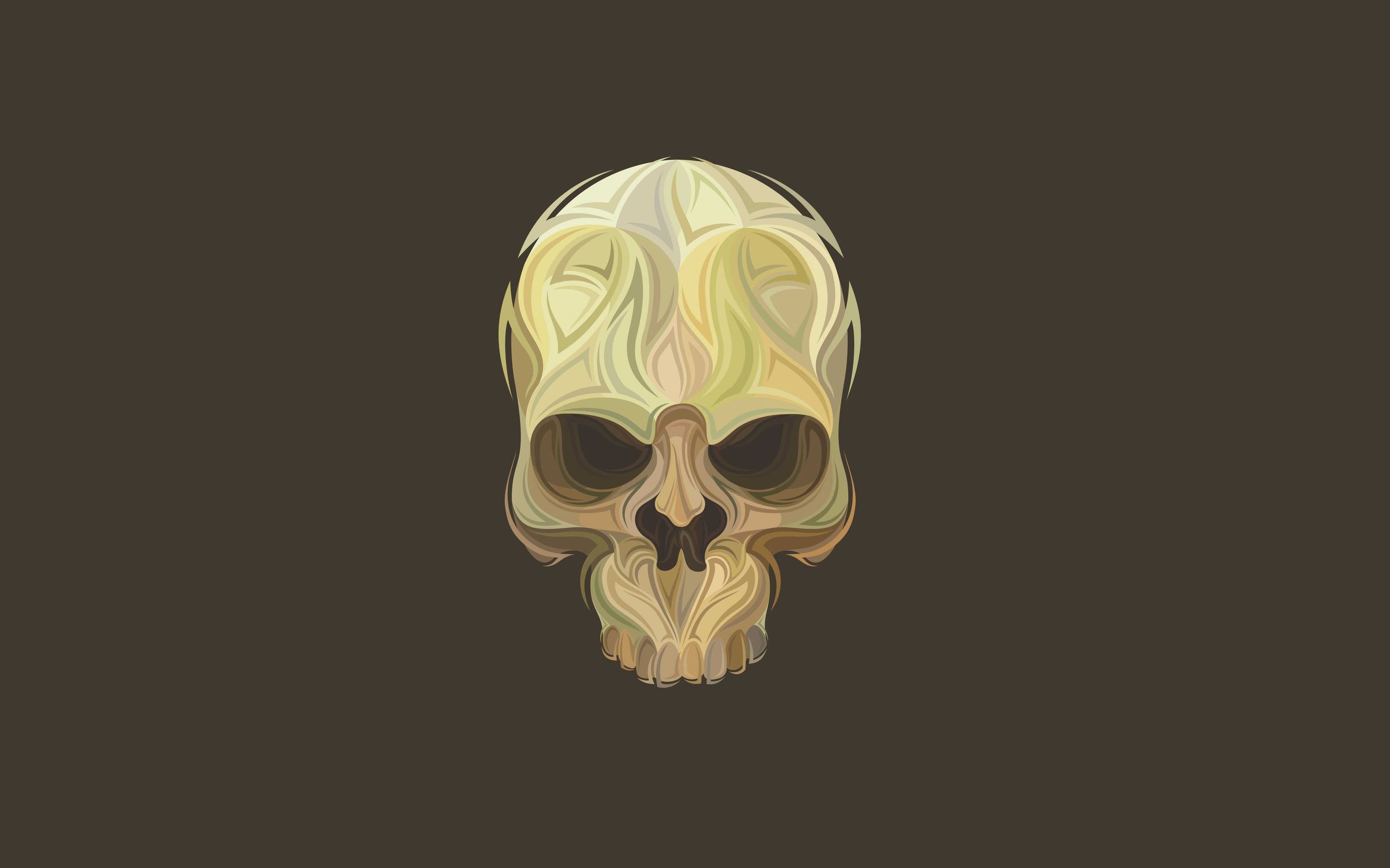 Dark Green Skull Minimalism Art Wallpapers