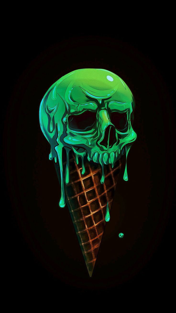 Dark Green Skull Minimalism Art Wallpapers