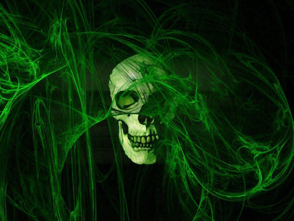 Dark Green Skull Minimalism Art Wallpapers