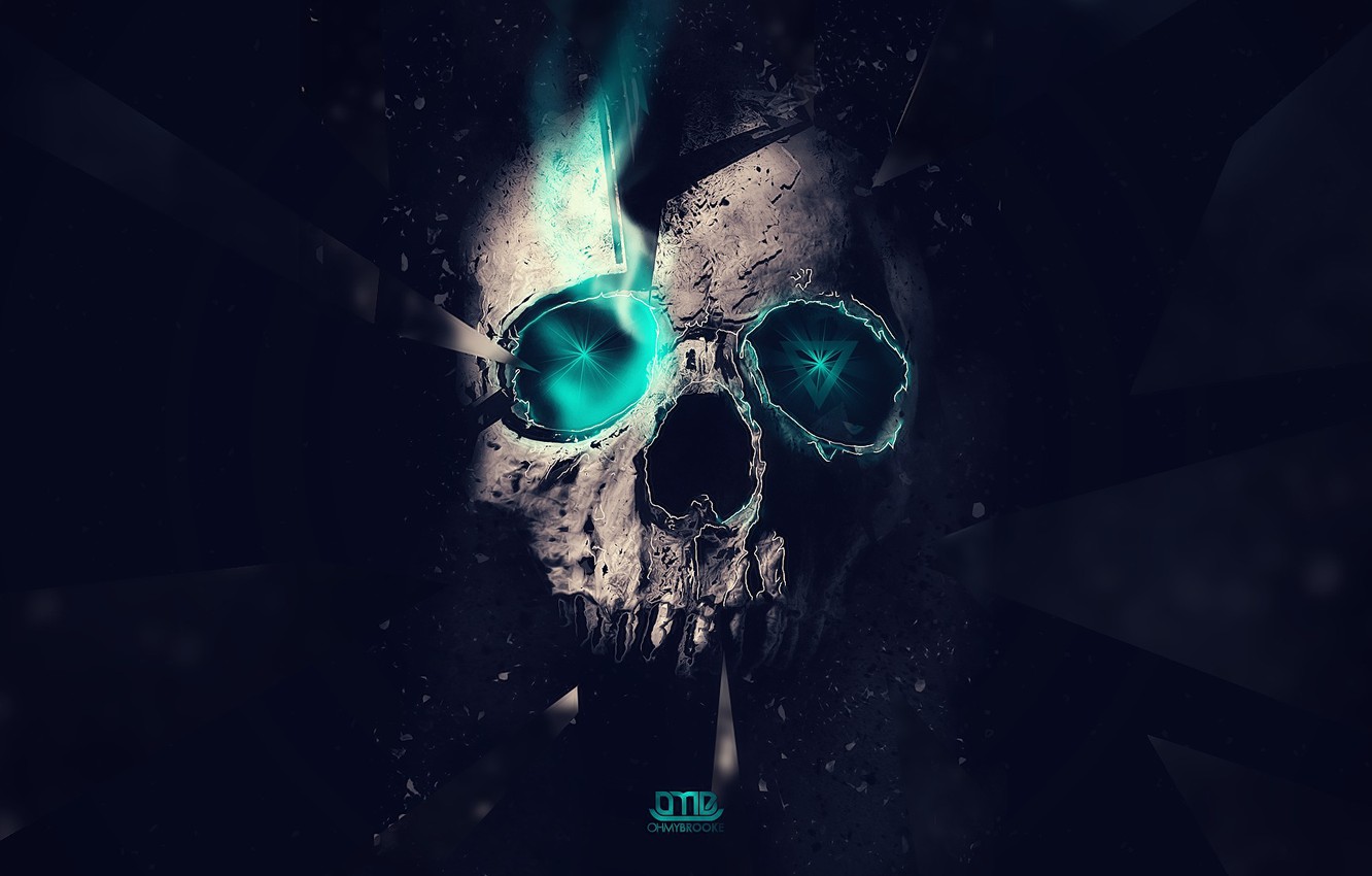 Dark Green Skull Minimalism Art Wallpapers