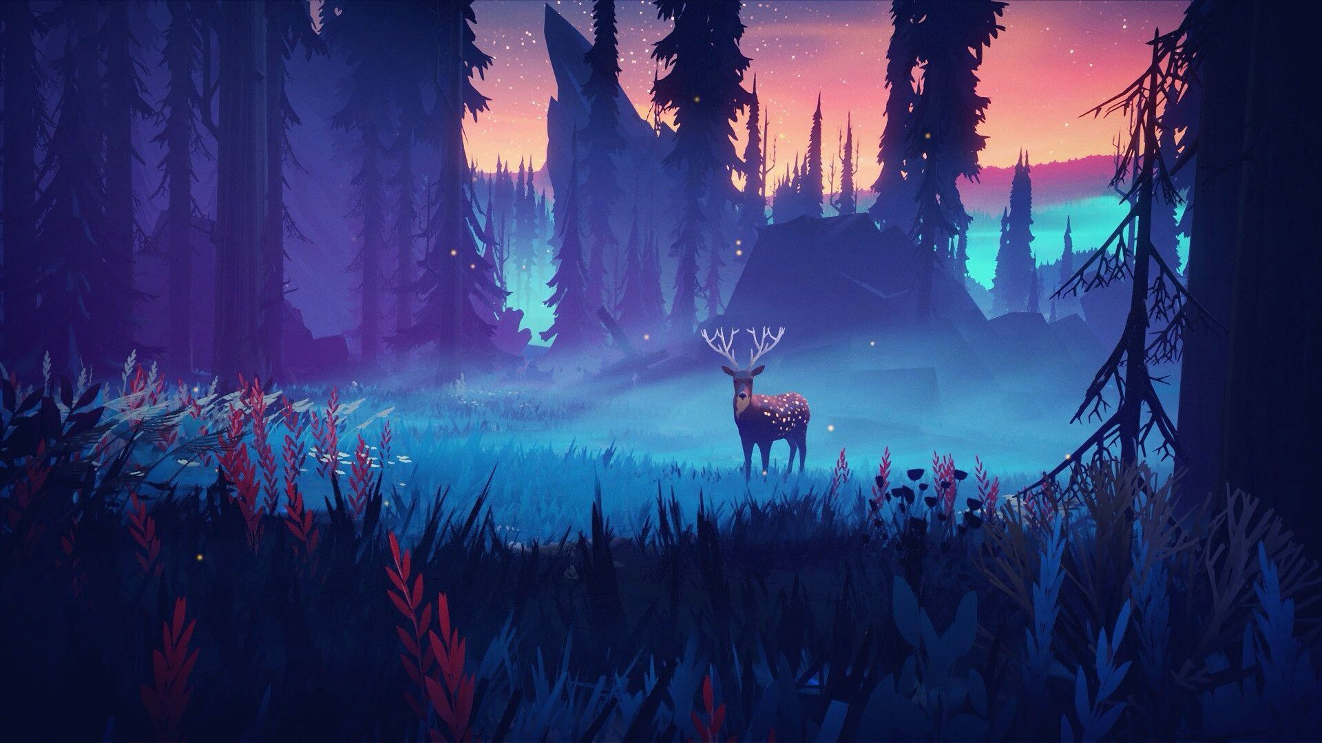 Deer 4K Forest Art Wallpapers