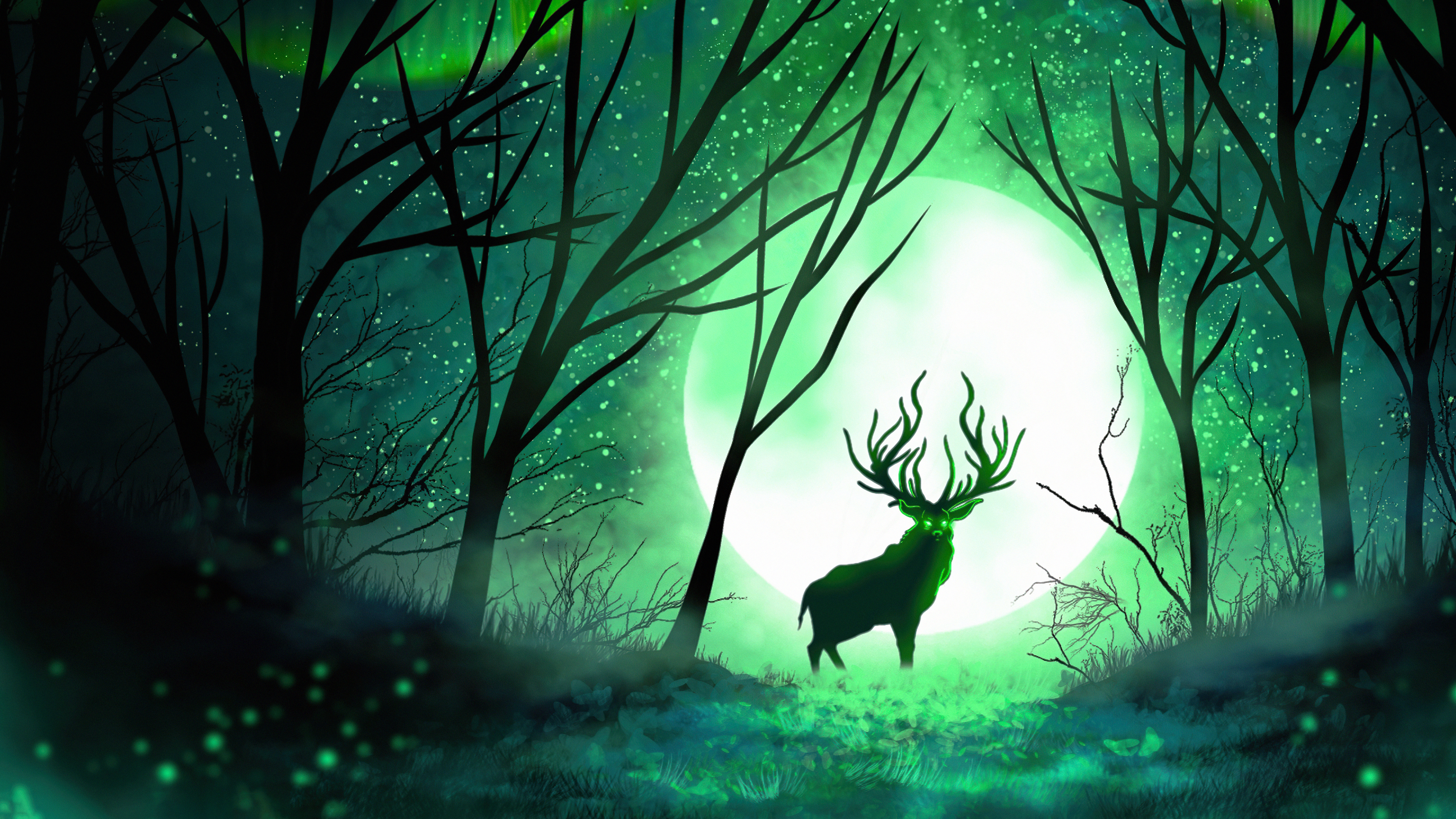 Deer 4K Forest Art Wallpapers