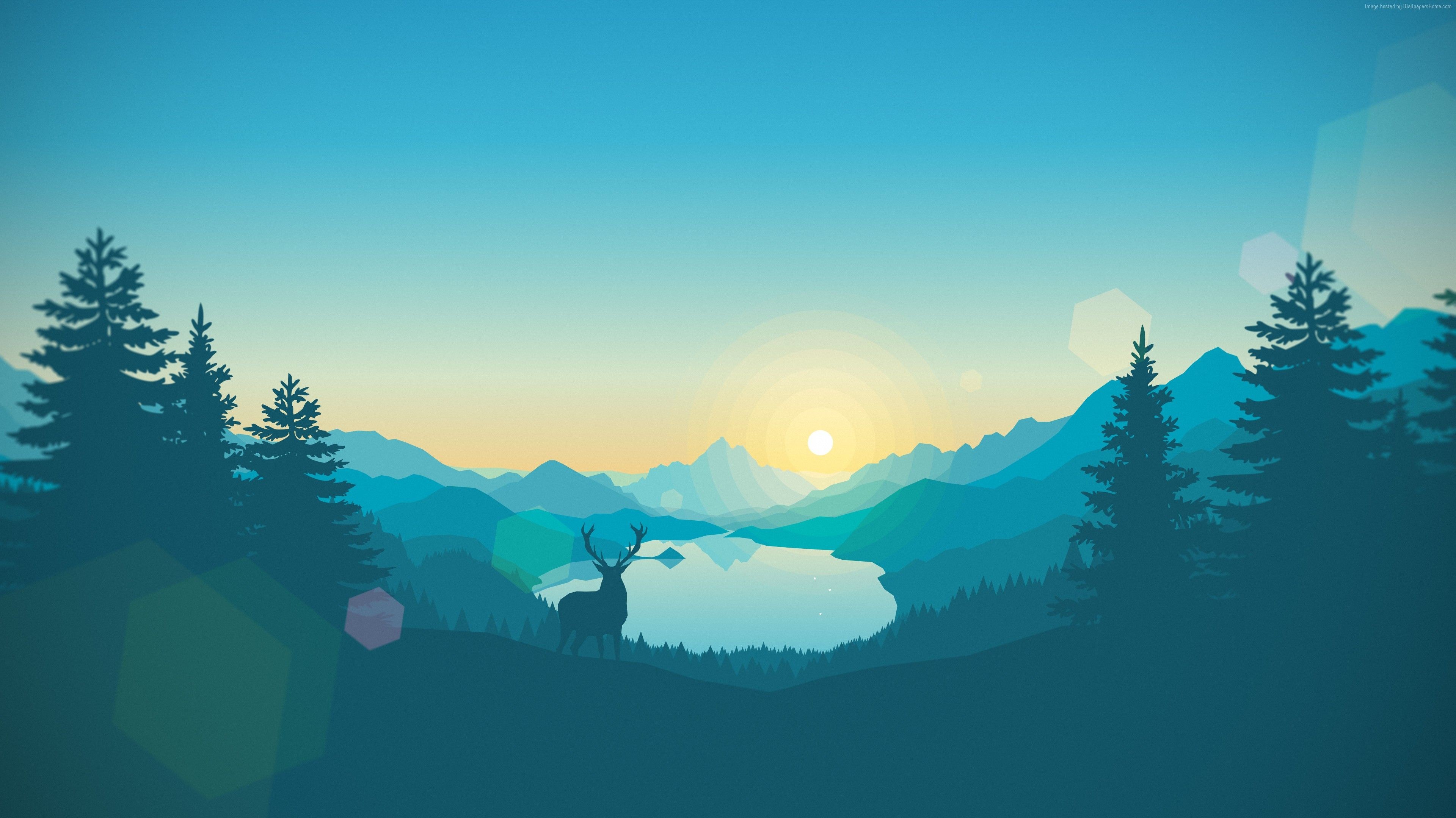 Deer 4K Forest Art Wallpapers