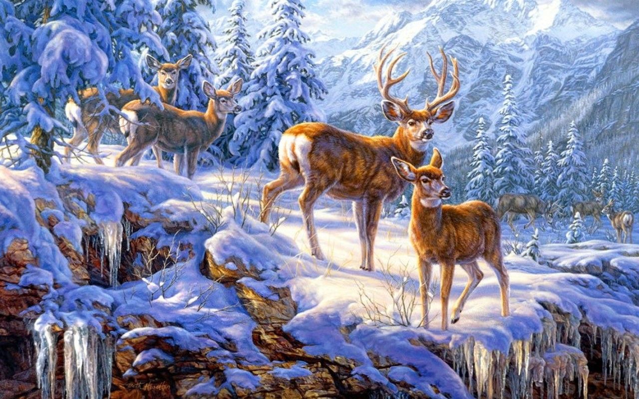 Deer 4K Forest Art Wallpapers