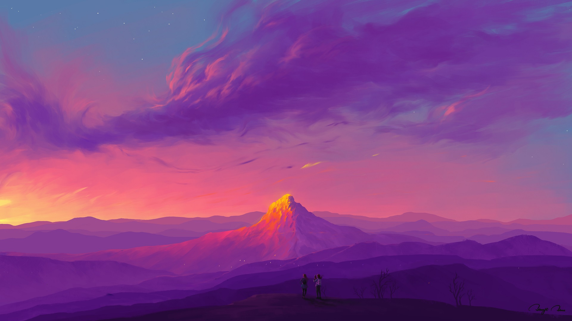 Digital Pink Mountains Wallpapers