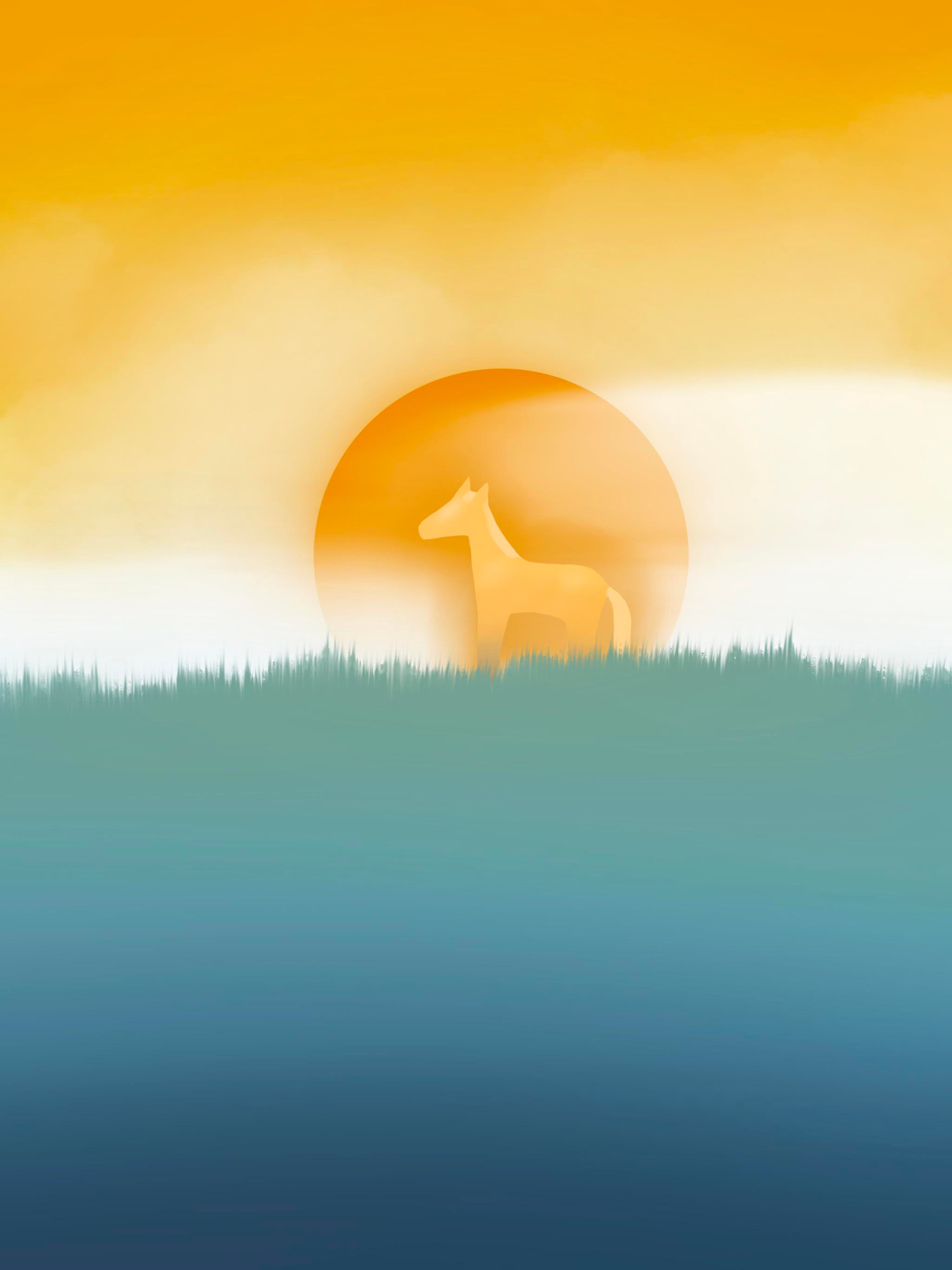 Dinosaurs In Gradient Sunrise Wallpapers