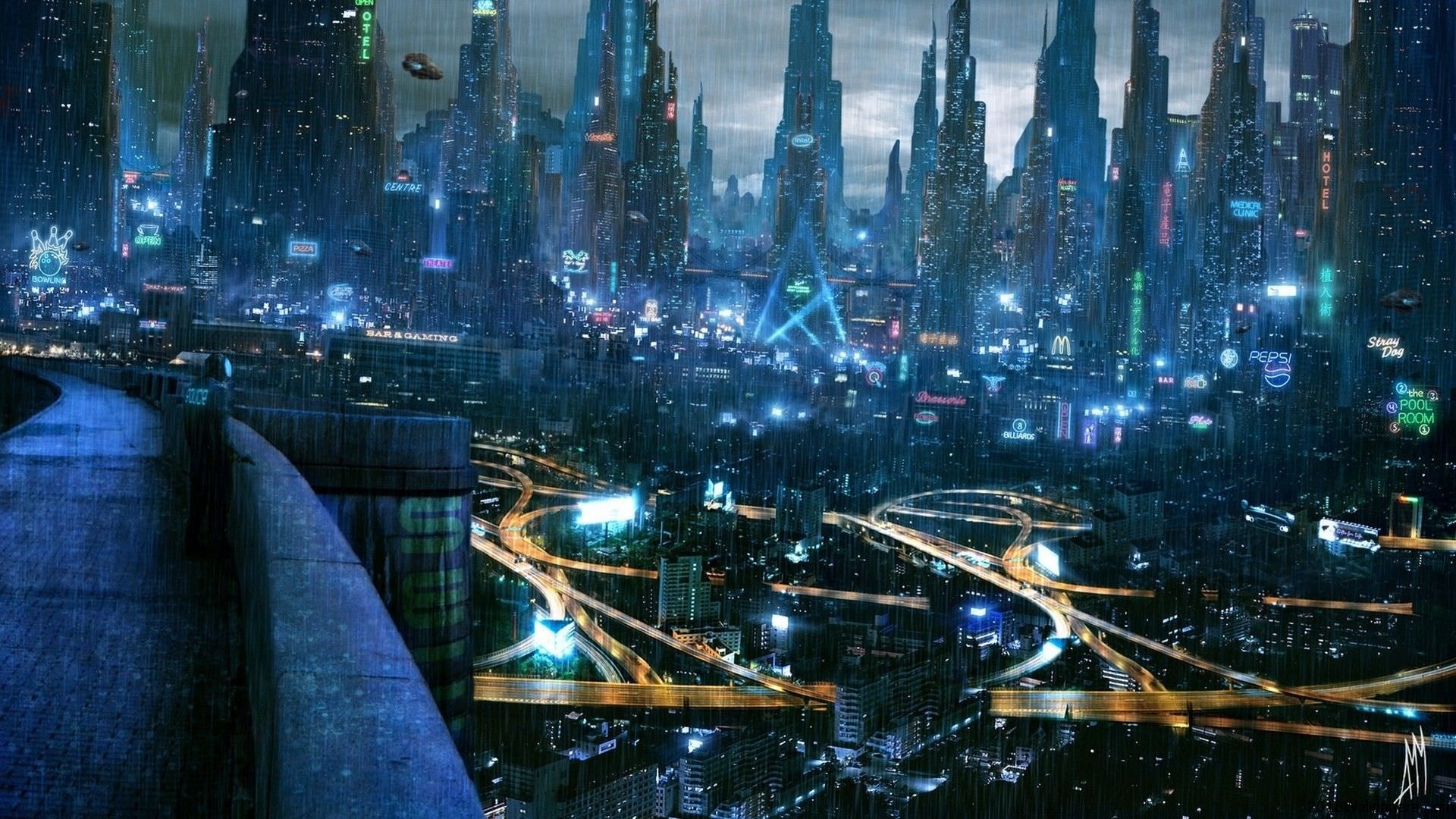 Fireworks In Futuristic City Wallpapers