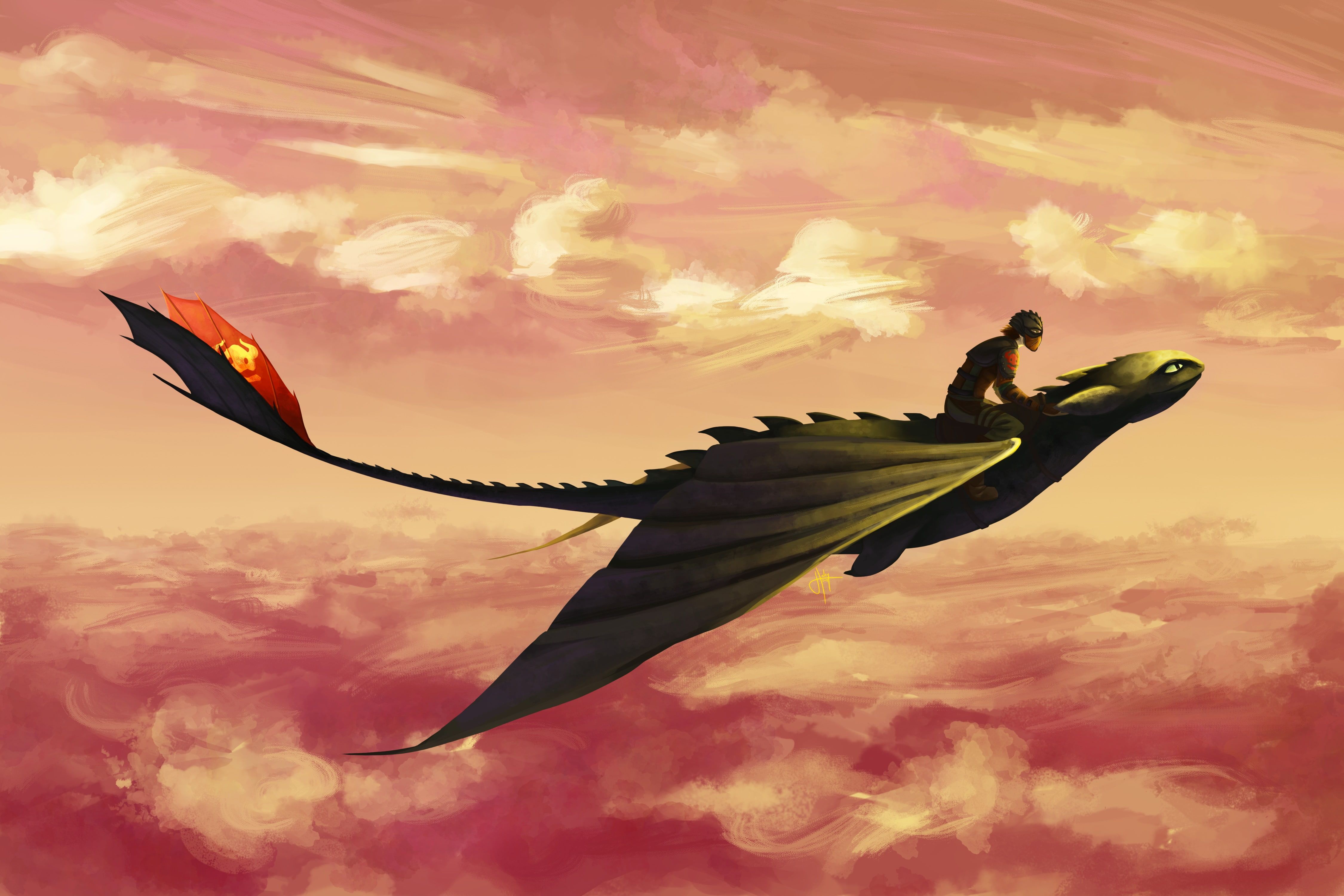 Flying Dragon Over Colorful Cloud Wallpapers