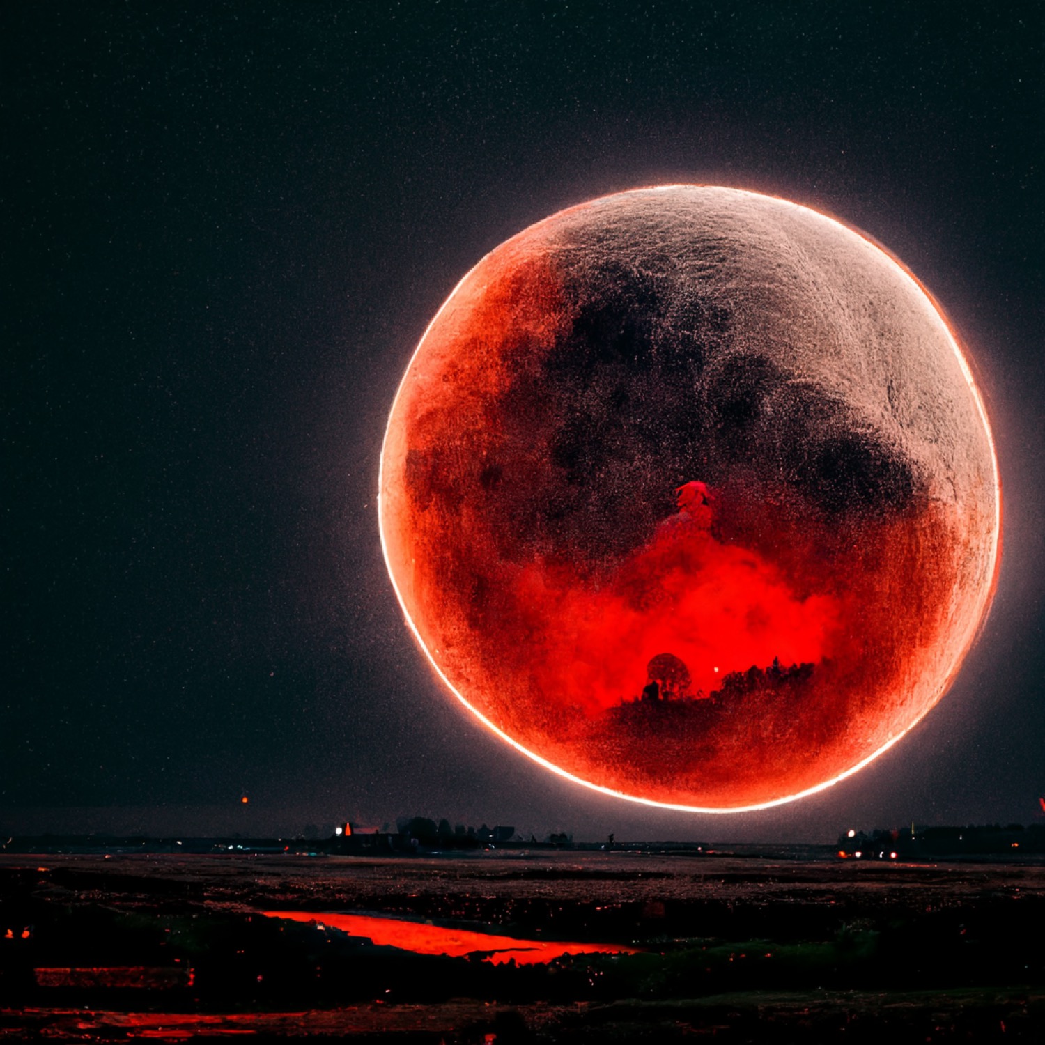 Flying To Red Moon Wallpapers