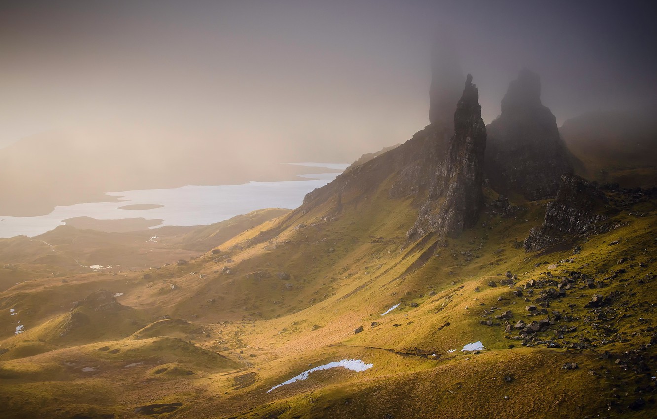 Foggy Valley With A Lake Wallpapers