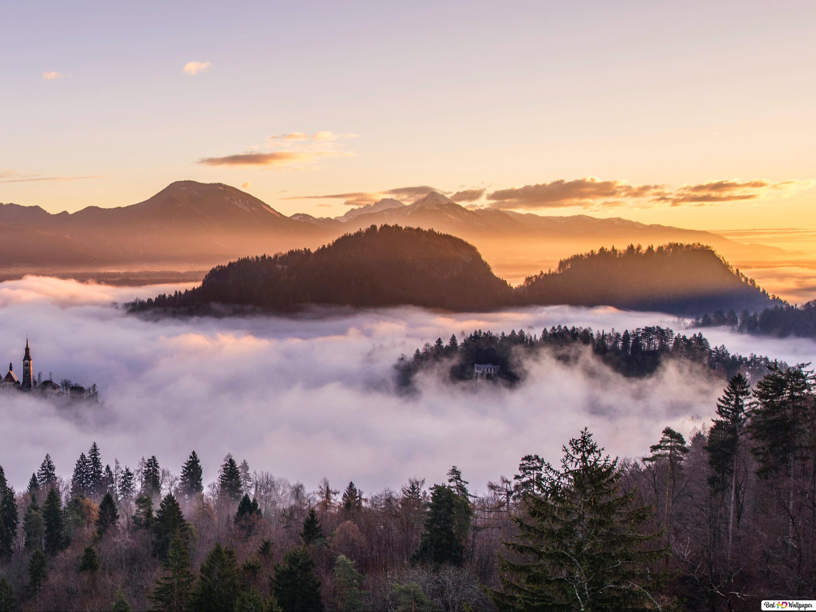 Foggy Valley With A Lake Wallpapers