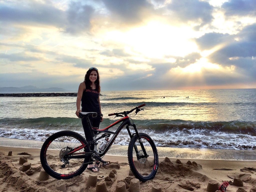 Girl Cycling Near Sea 4K Wallpapers