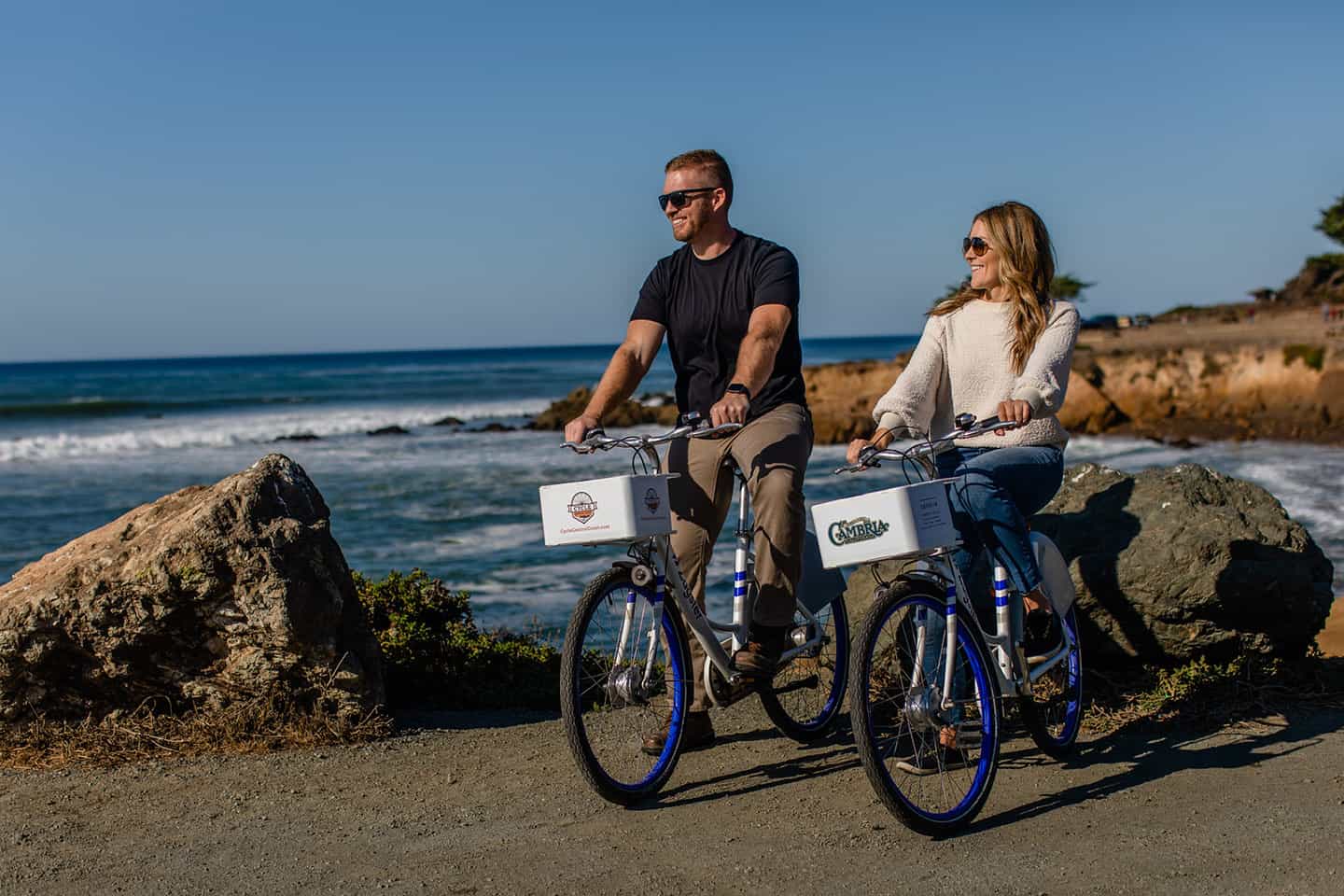 Girl Cycling Near Sea 4K Wallpapers