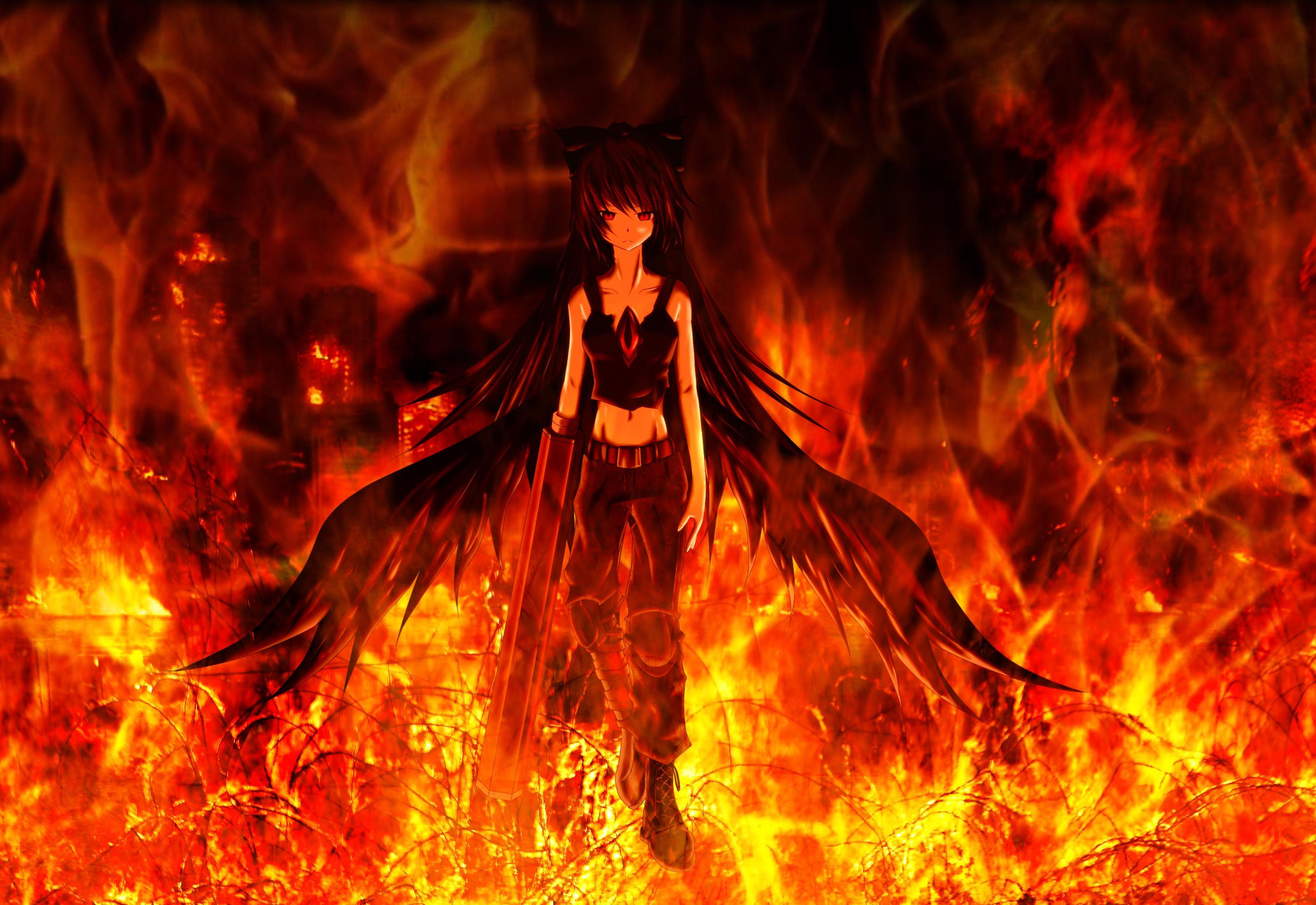 Girl In Flame Wallpapers