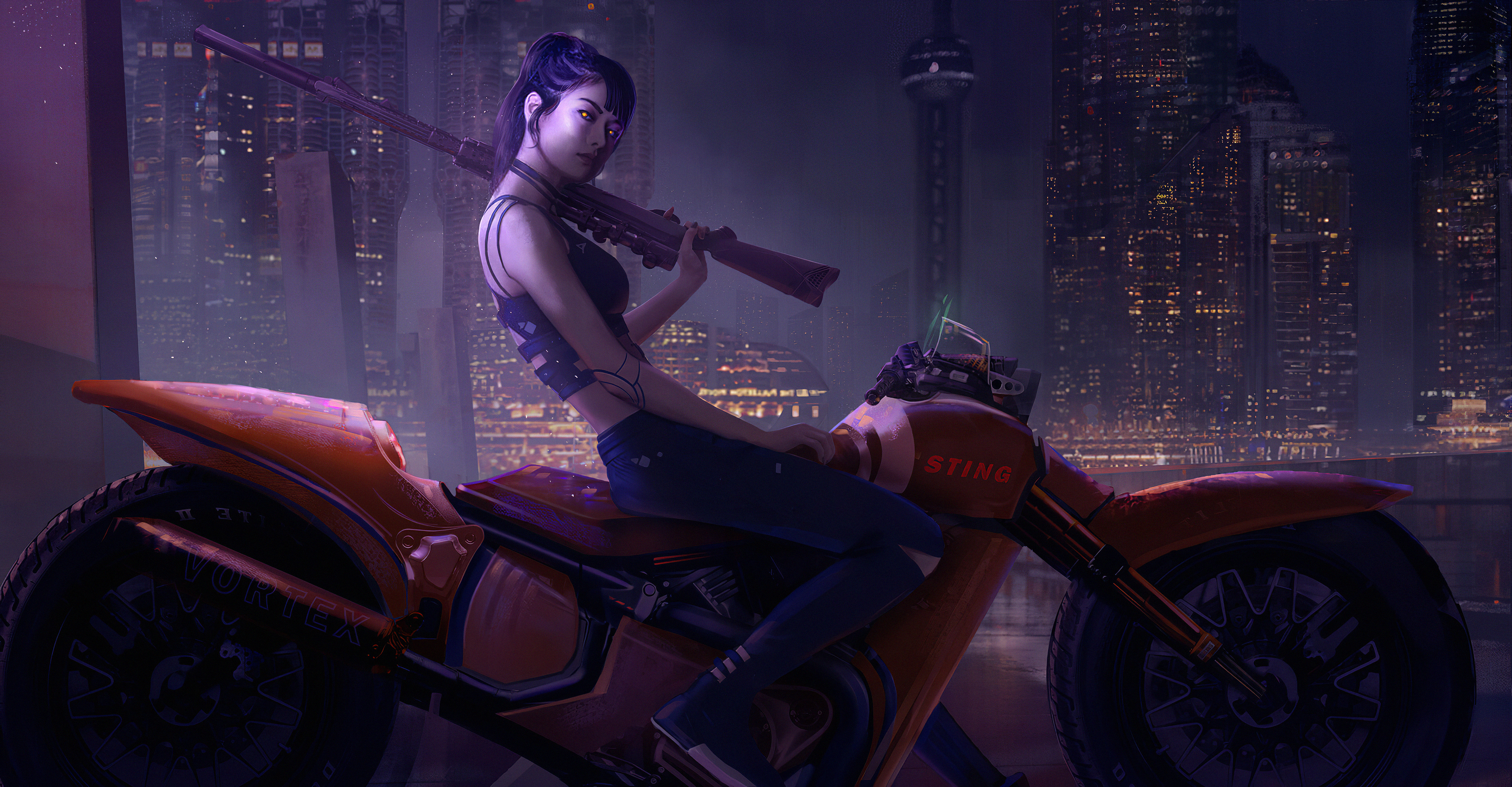 Girl On Bike Artwork Wallpapers