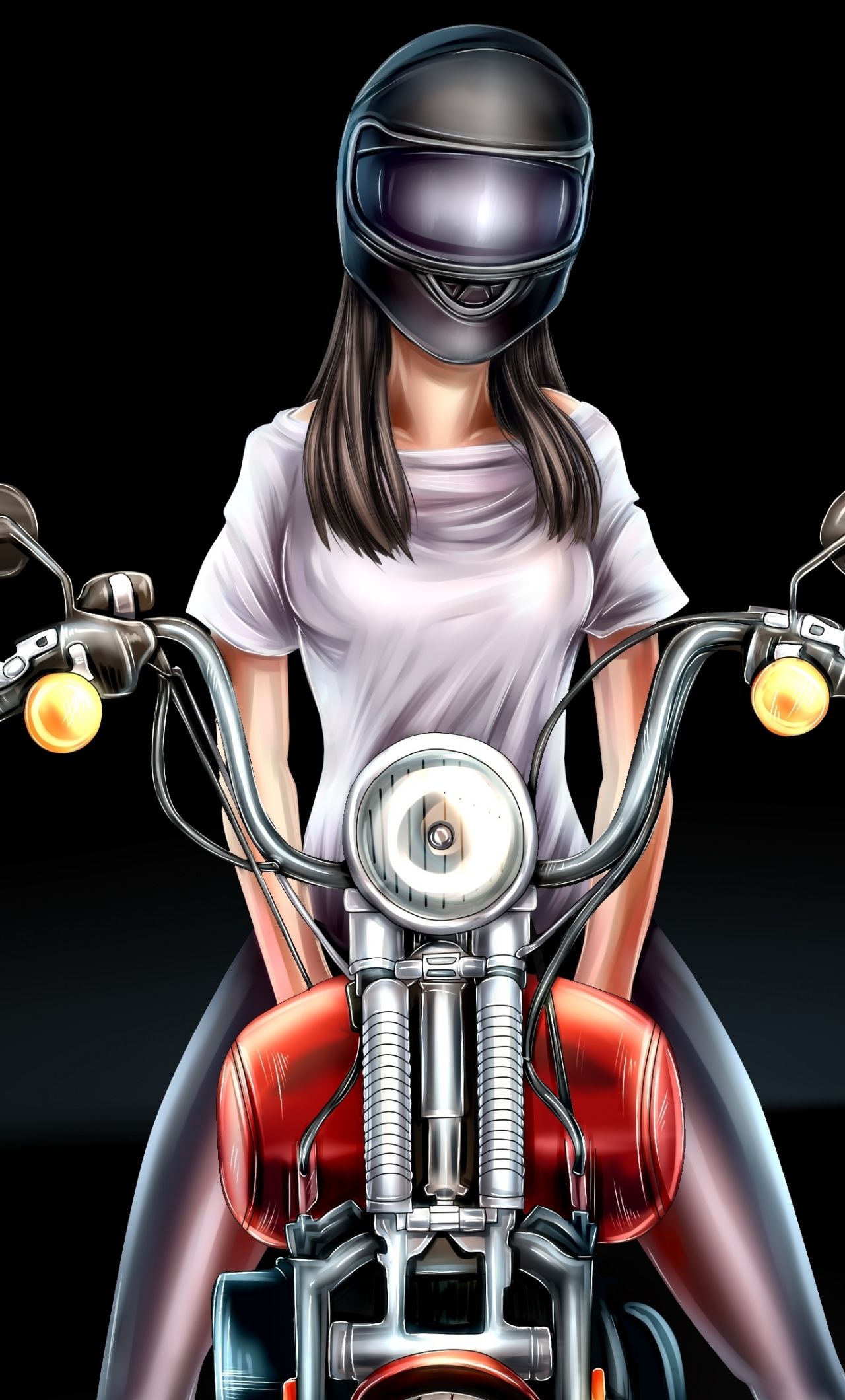 Girl On Bike Artwork Wallpapers