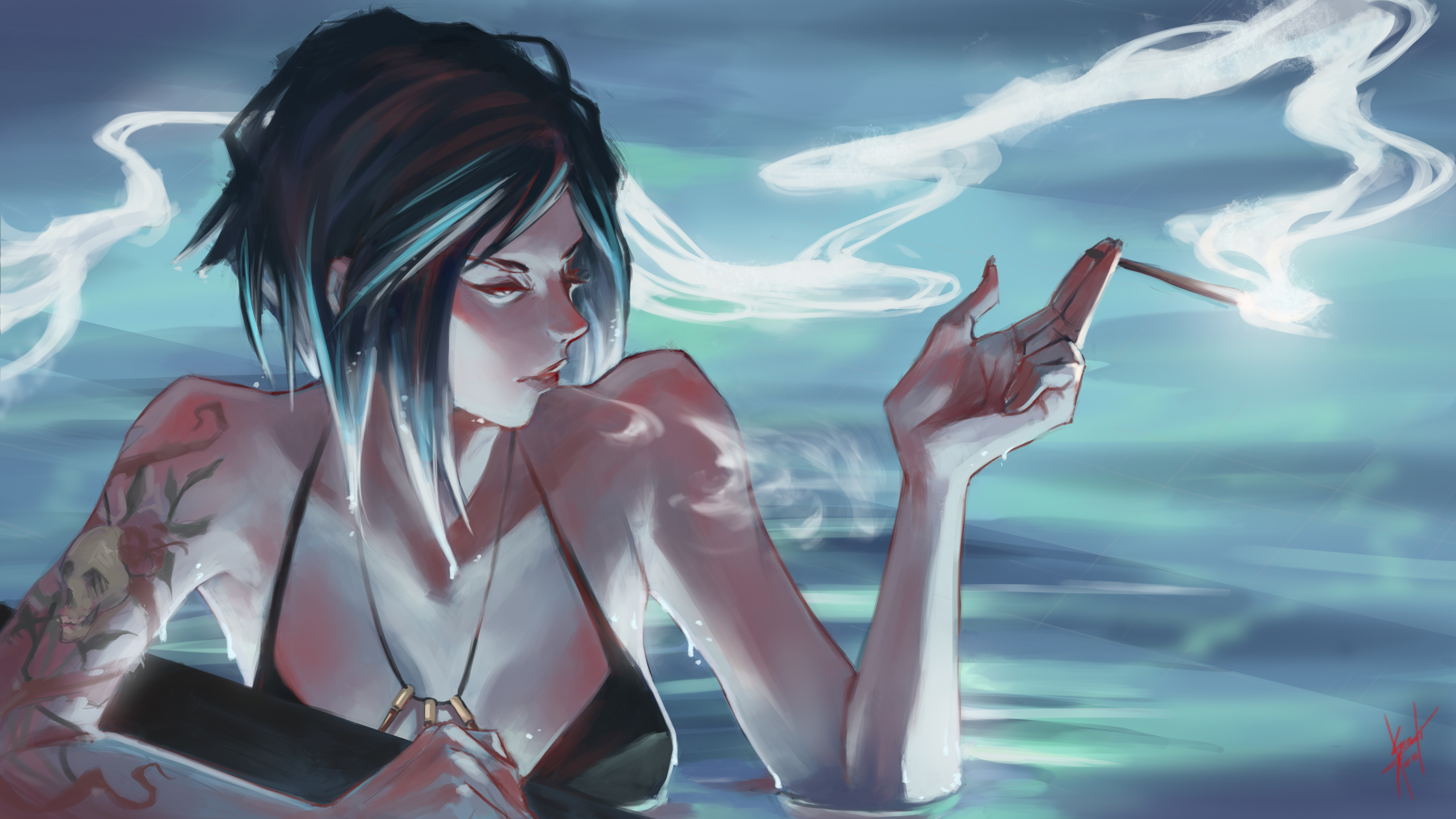 Girl Smoking Artwork Wallpapers