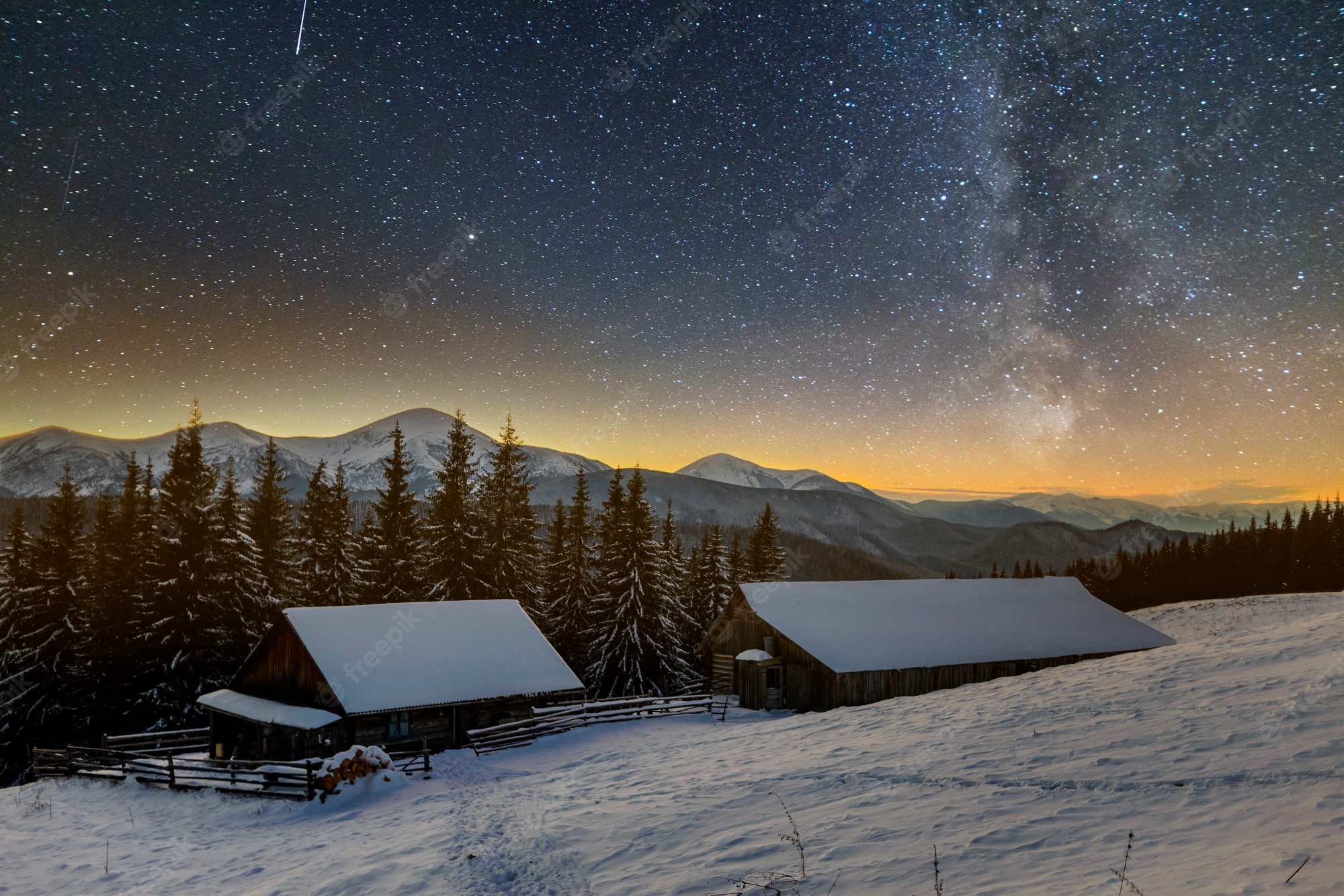 Hut House And Starry Night Wallpapers