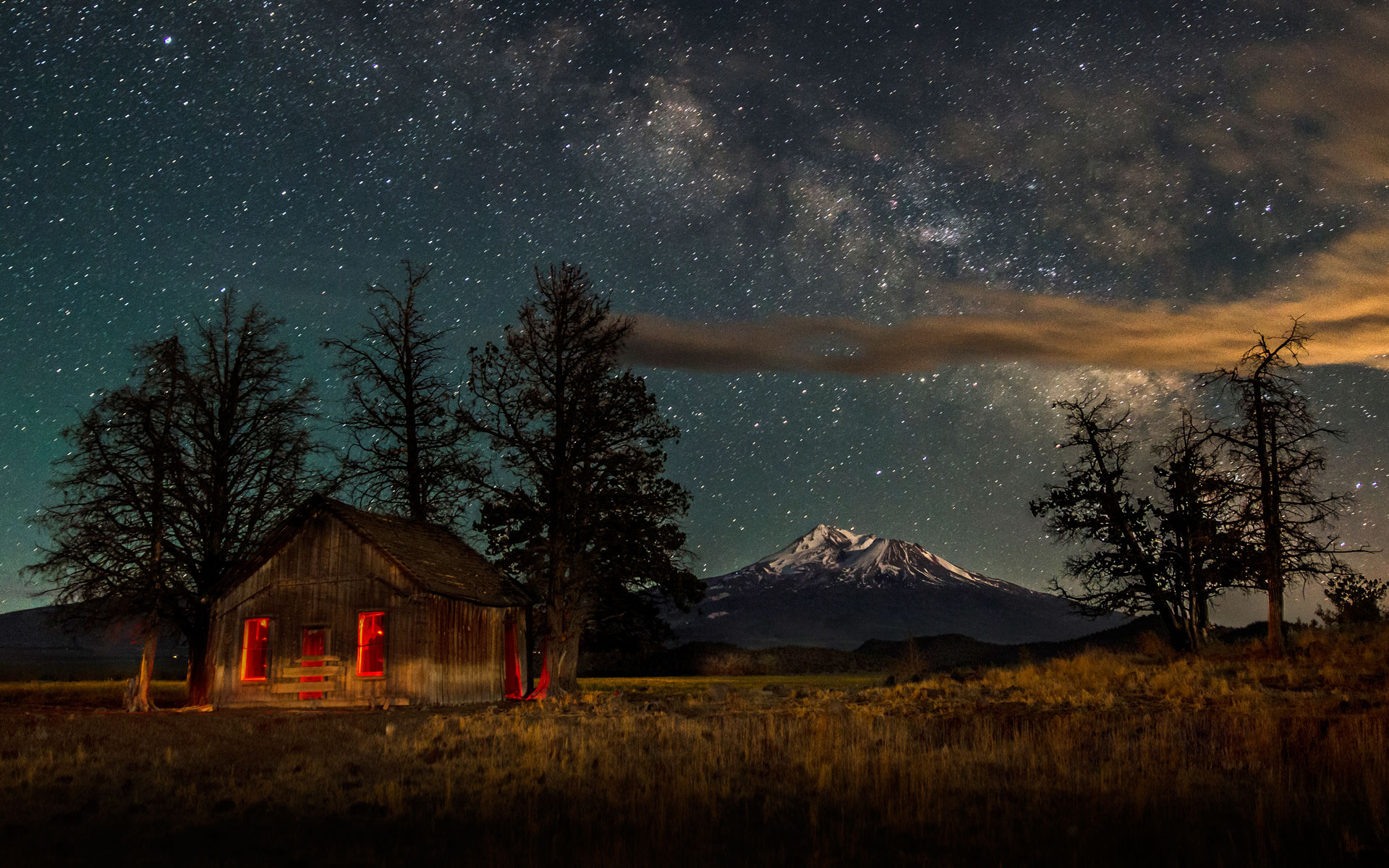 Hut House And Starry Night Wallpapers