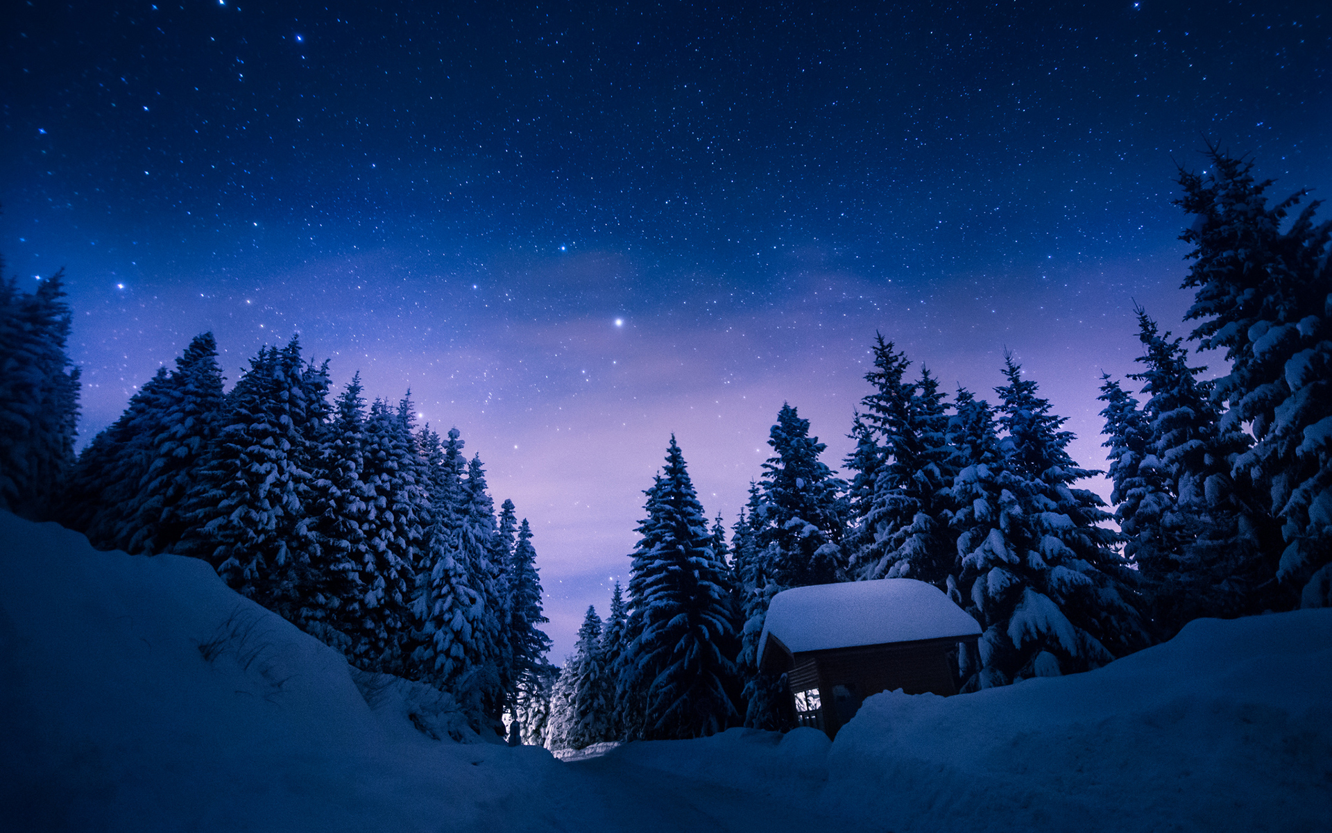 Hut House And Starry Night Wallpapers