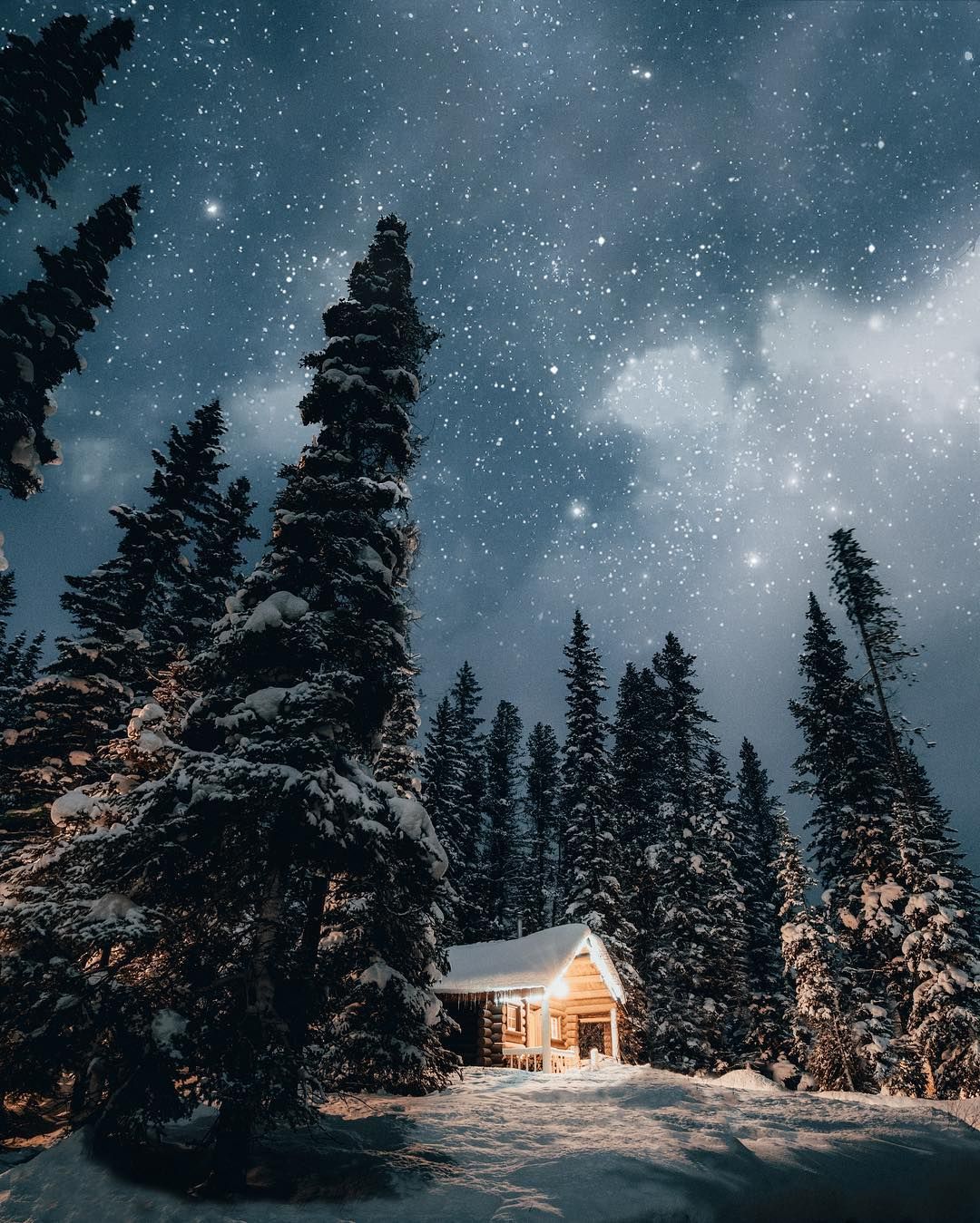 Hut House And Starry Night Wallpapers