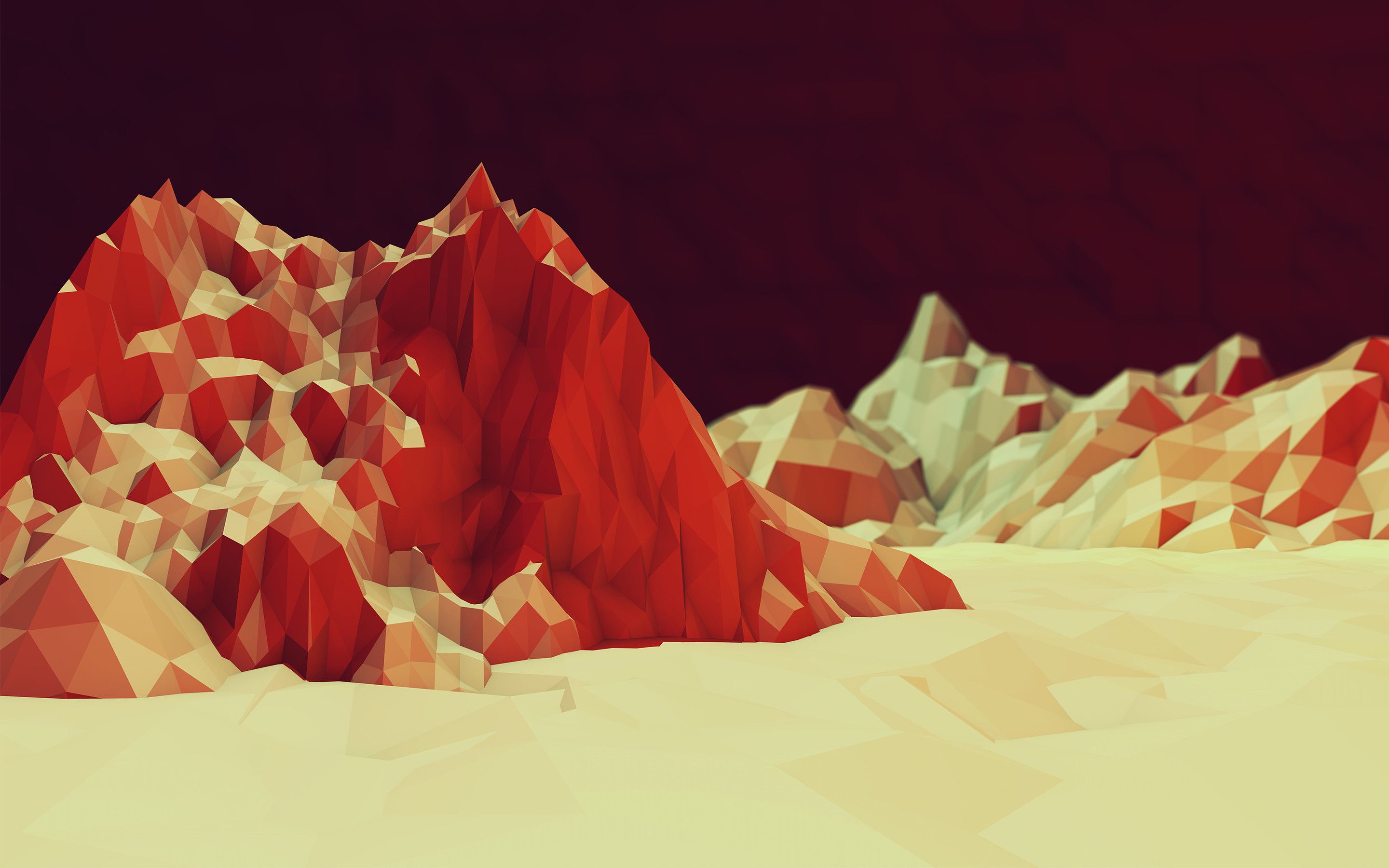 Illustration River Mountains Polygon Art Wallpapers