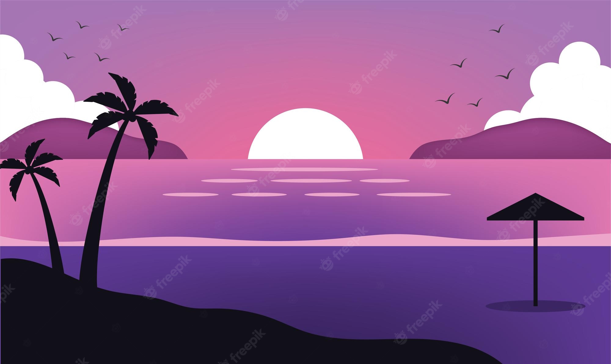 Island Beach Vector Art Wallpapers