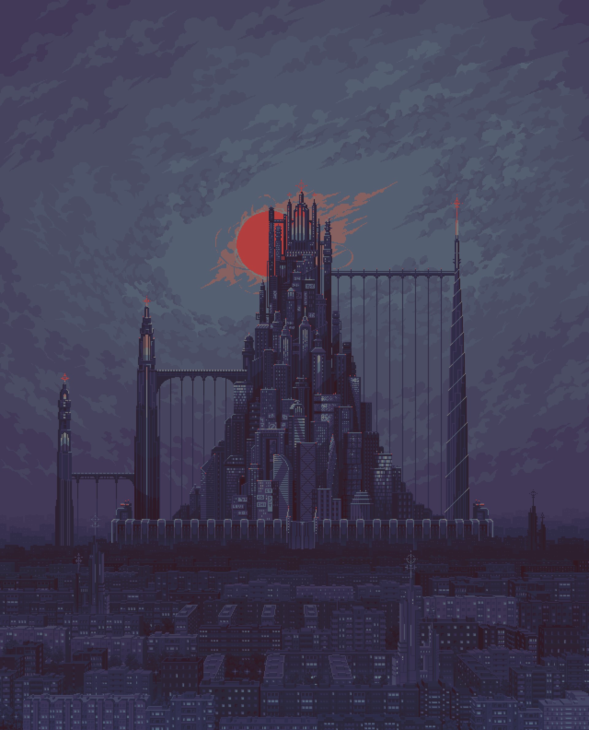 Japanese Castle Pixel Art Wallpapers