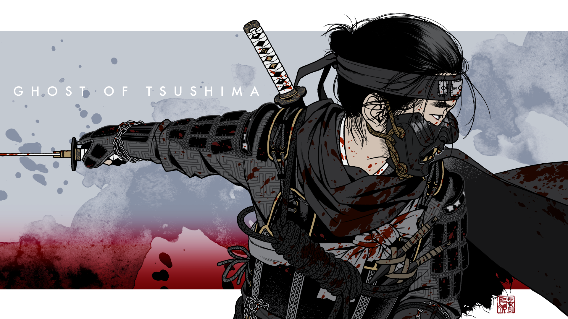 Jin Sakai Ghost Of Tsushima Drawing Wallpapers