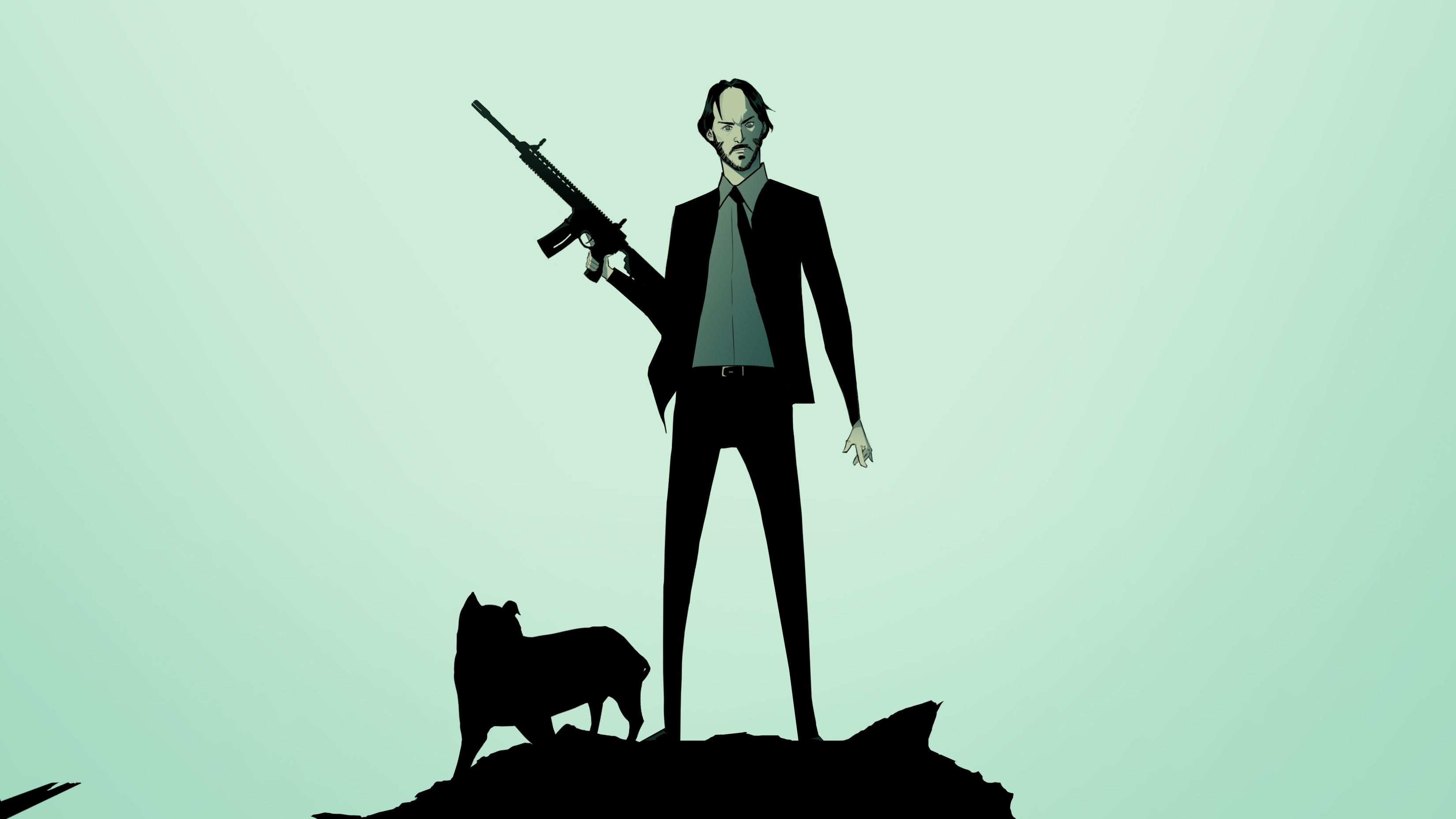 John Wick As Keanu Reeves And Dog Wallpapers