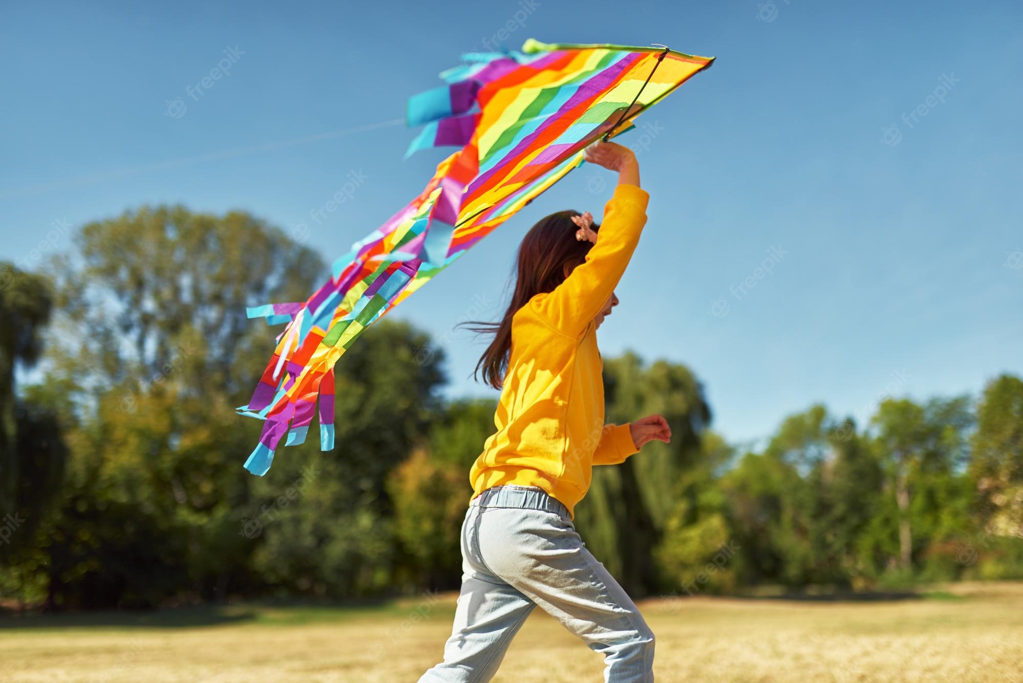 Kid Playing With Kite A Bit Of Happiness Wallpapers