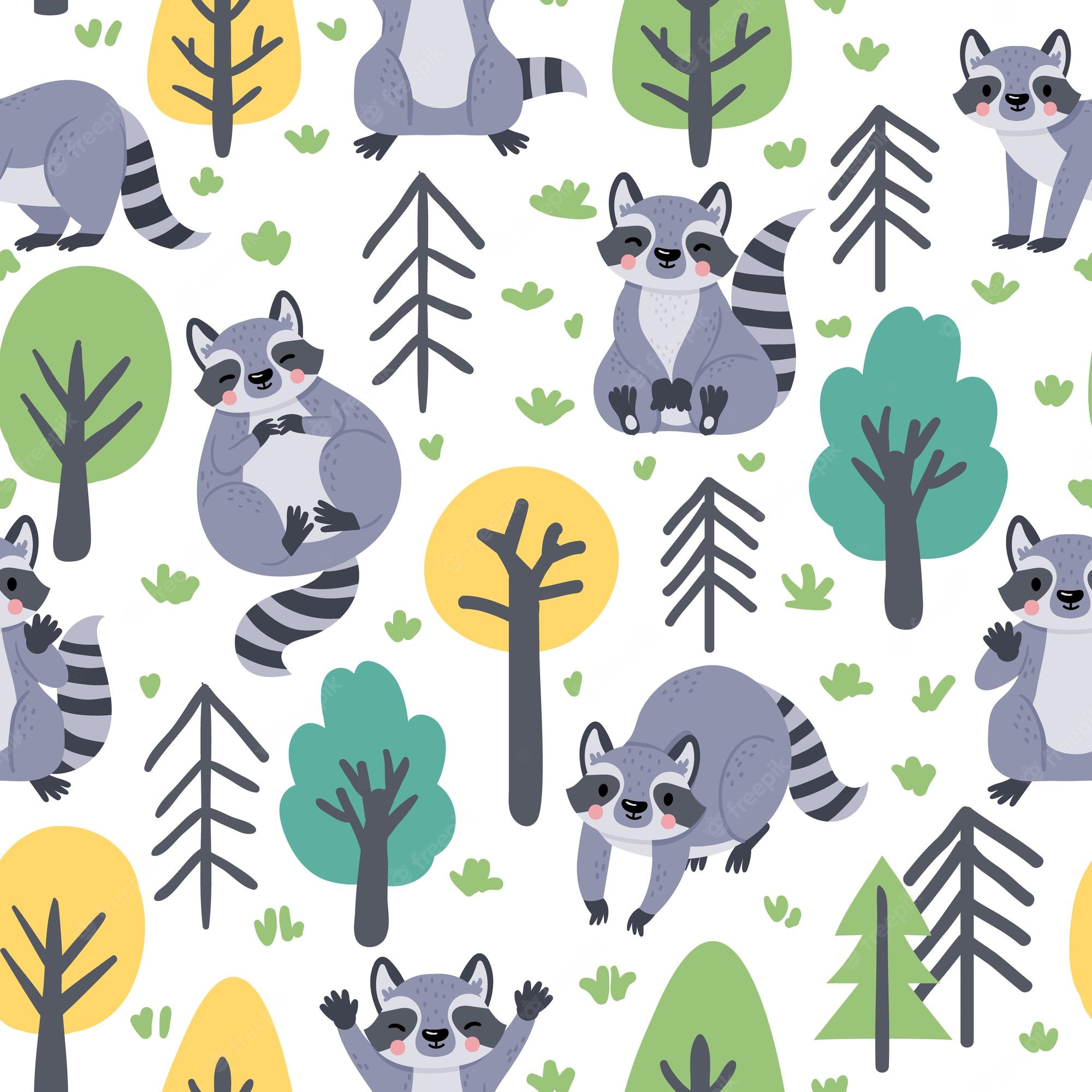 Little Raccoon In Forest Arwork Wallpapers