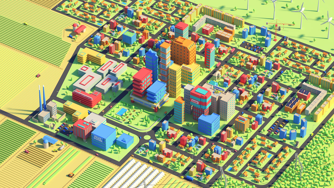 Low Poly City Block Wallpapers