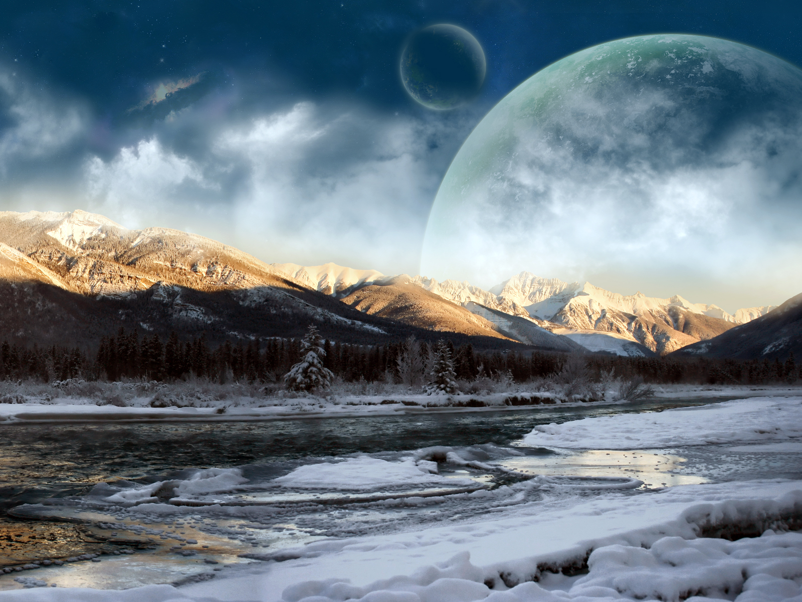 Moon And Mountains Wallpapers