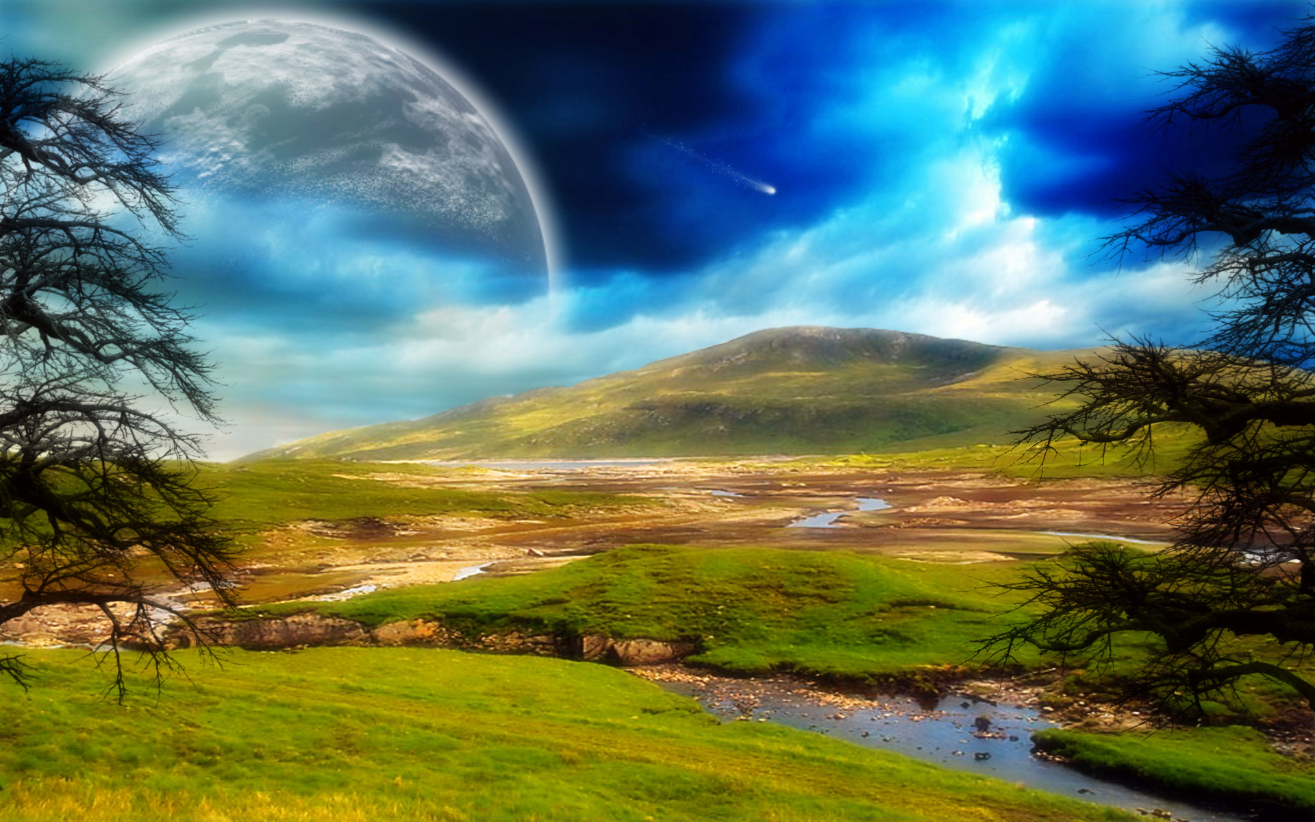 Moon Sci Fi Landscape 4K Digital Art Wallpapers