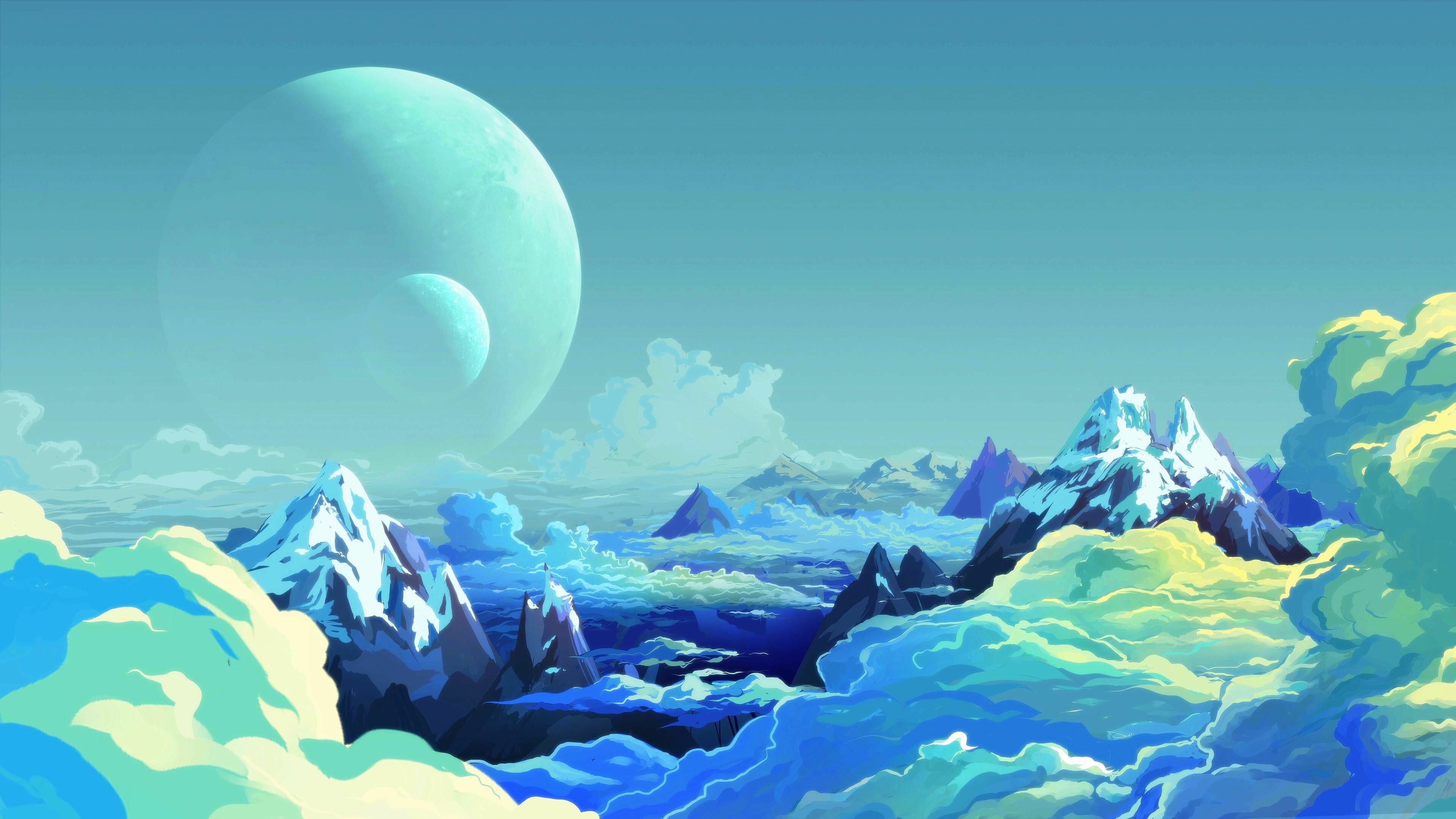 Moon Sci Fi Landscape 4K Digital Art Wallpapers