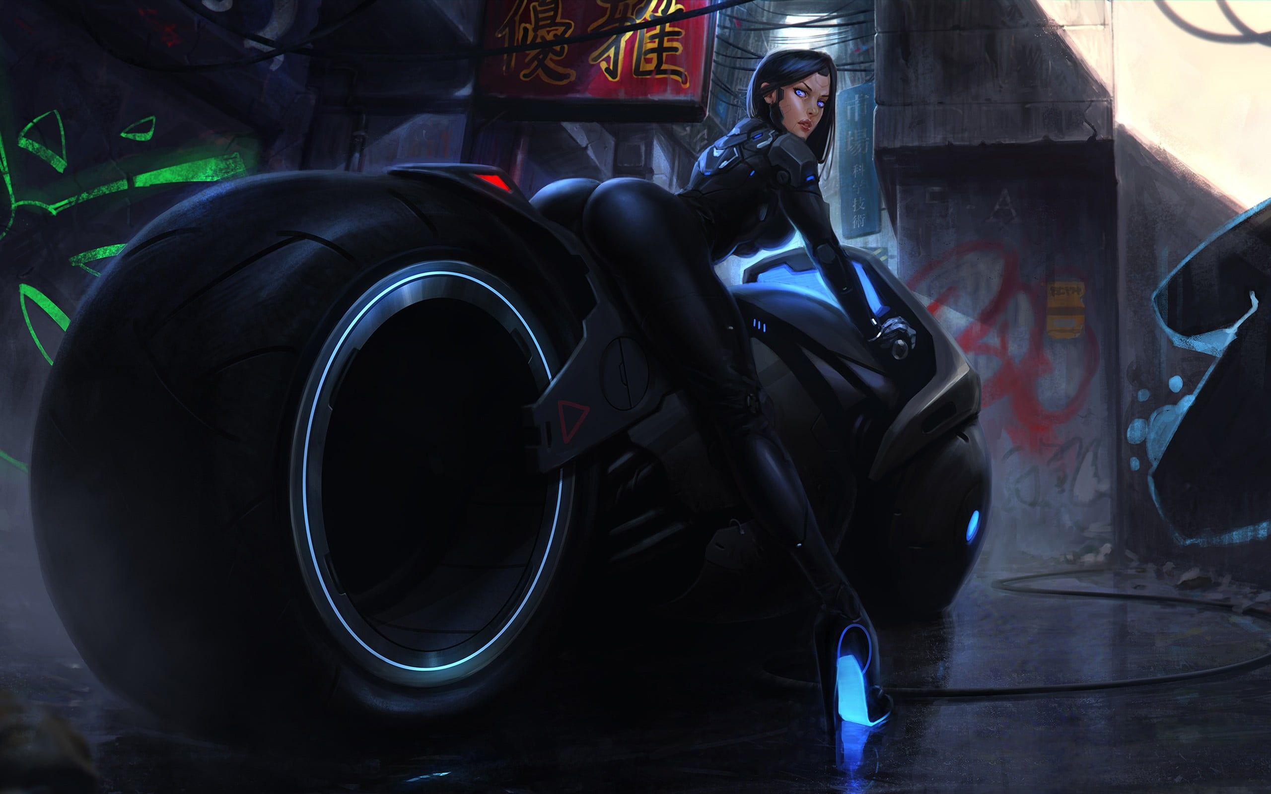 Motorcycle Futuristic Women Rider Wallpapers