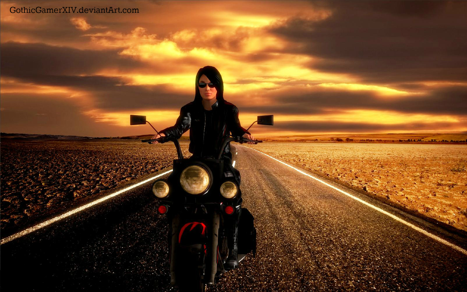 Motorcyle Digital Art Sunset Wallpapers