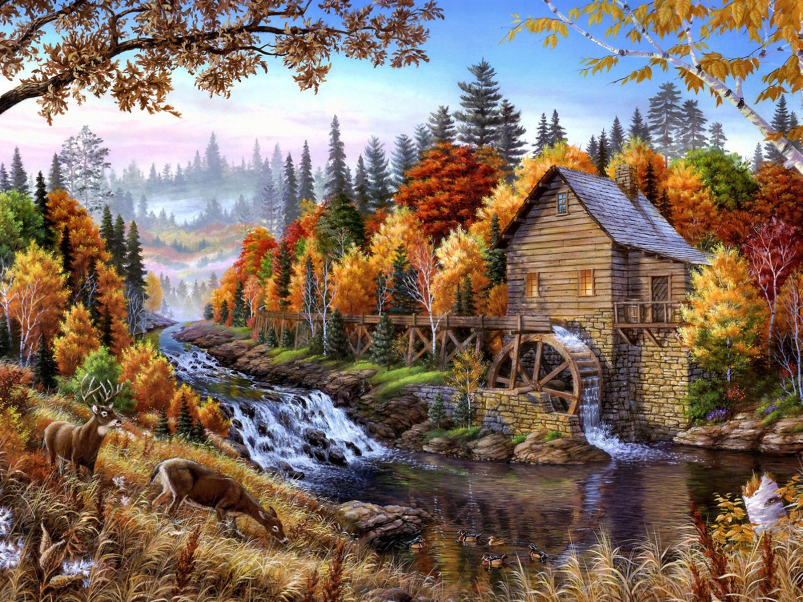 Mountain River Art Wallpapers