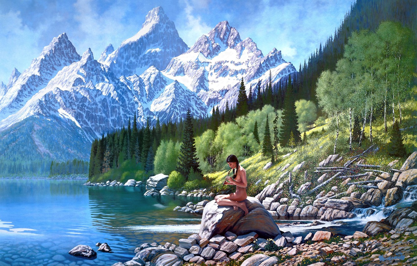 Mountain River Art Wallpapers