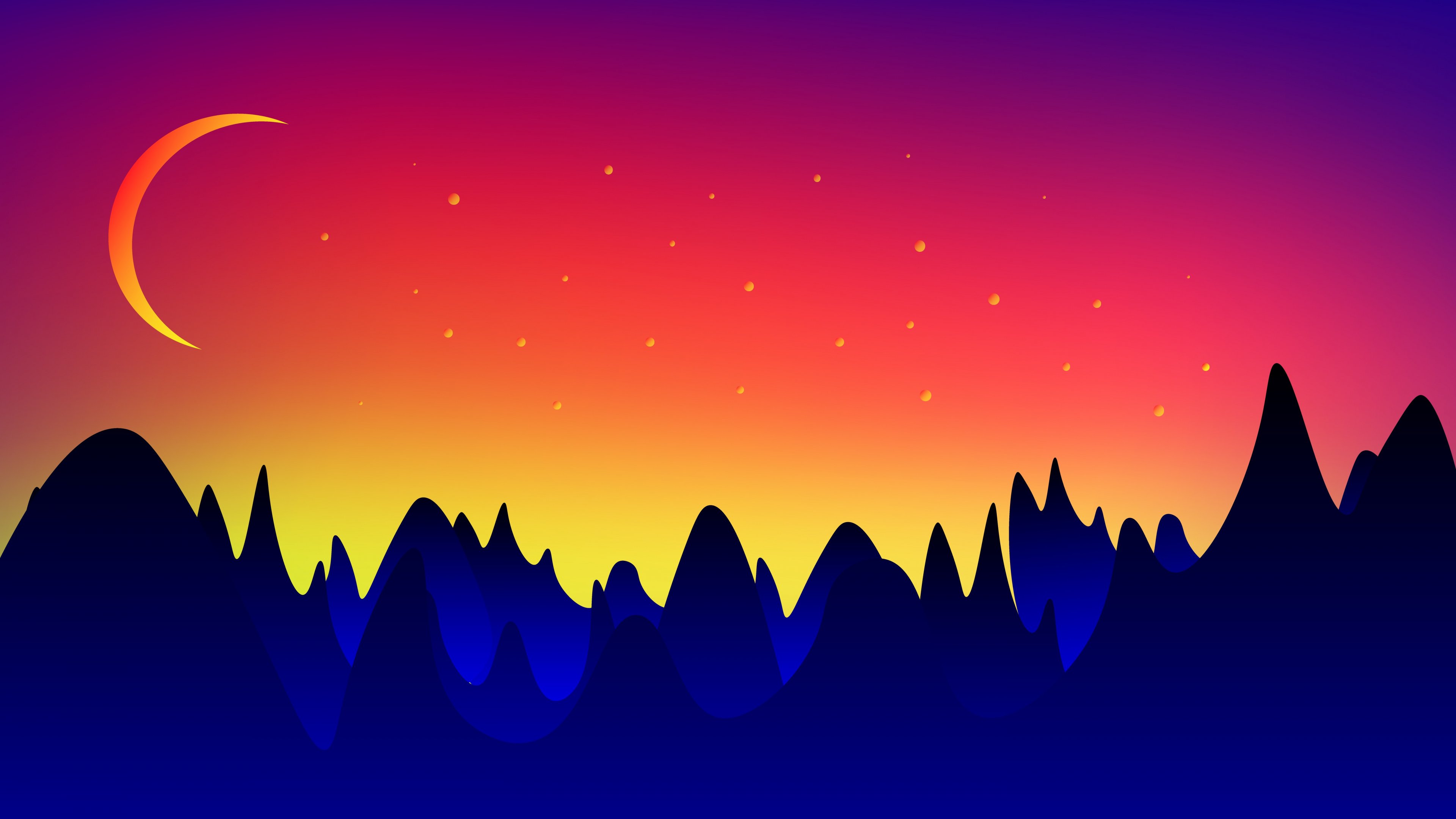 Mountains Moon Vector Landscape Wallpapers