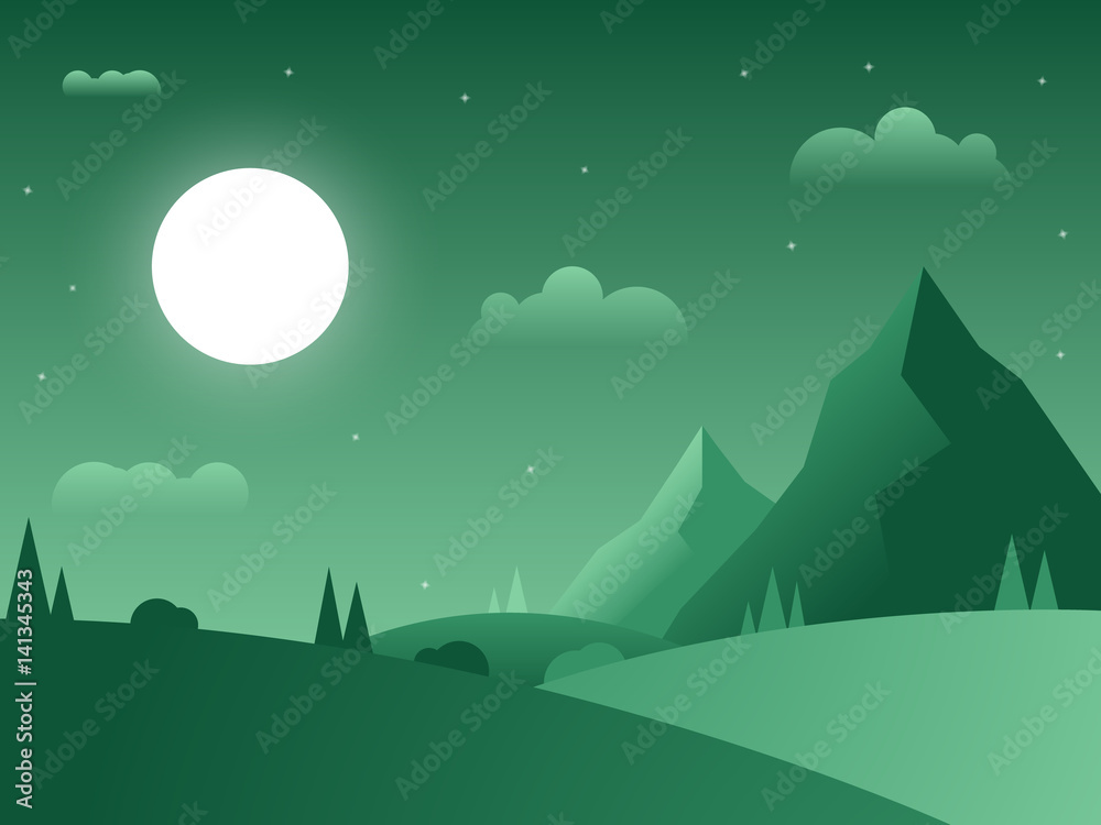 Mountains Moon Vector Landscape Wallpapers