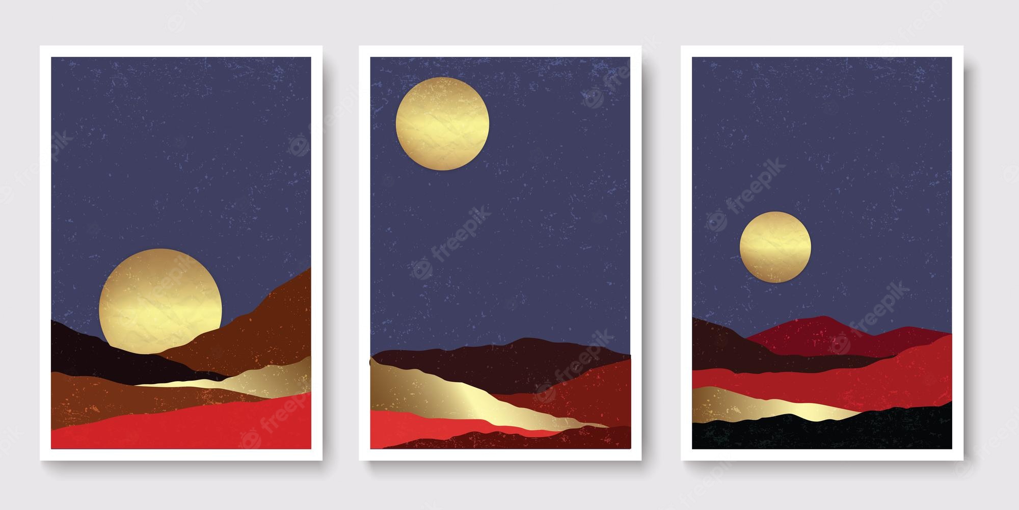 Mountains Moon Vector Landscape Wallpapers